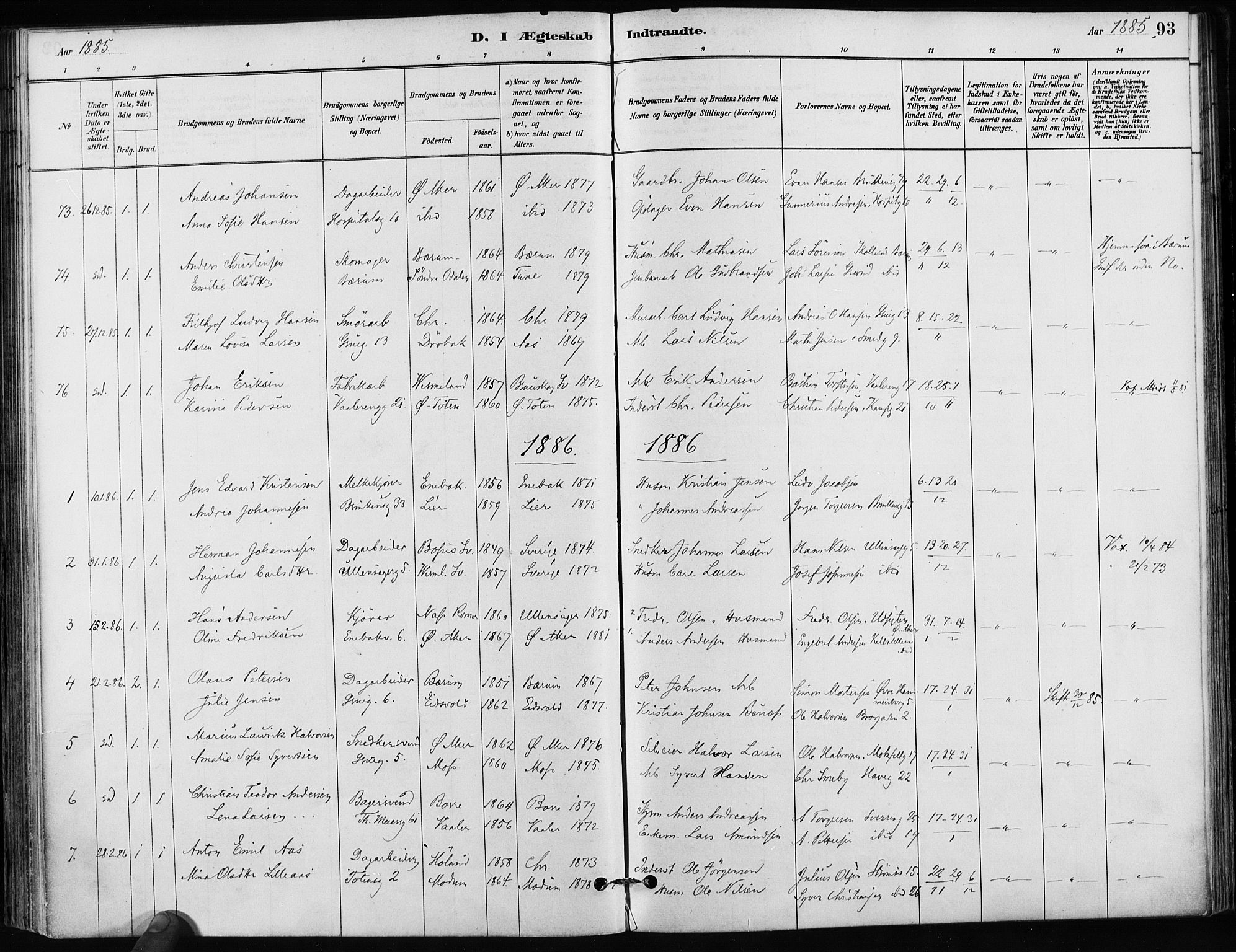 Kampen prestekontor Kirkebøker, AV/SAO-A-10853/F/Fa/L0002: Ministerialbok nr. I 2, 1880-1888, s. 93