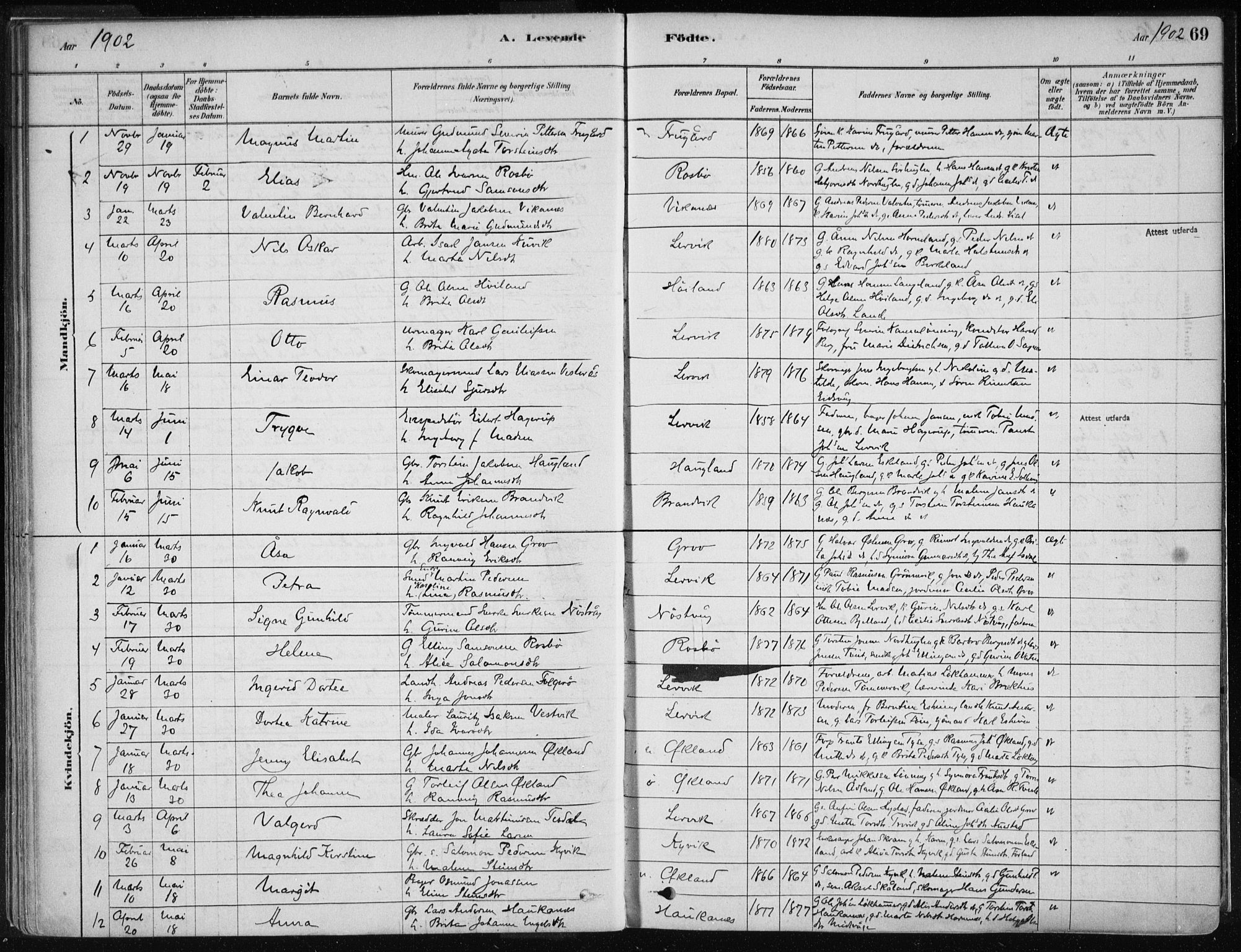 Stord sokneprestembete, AV/SAB-A-78201/H/Haa: Ministerialbok nr. B 2, 1878-1913, s. 69