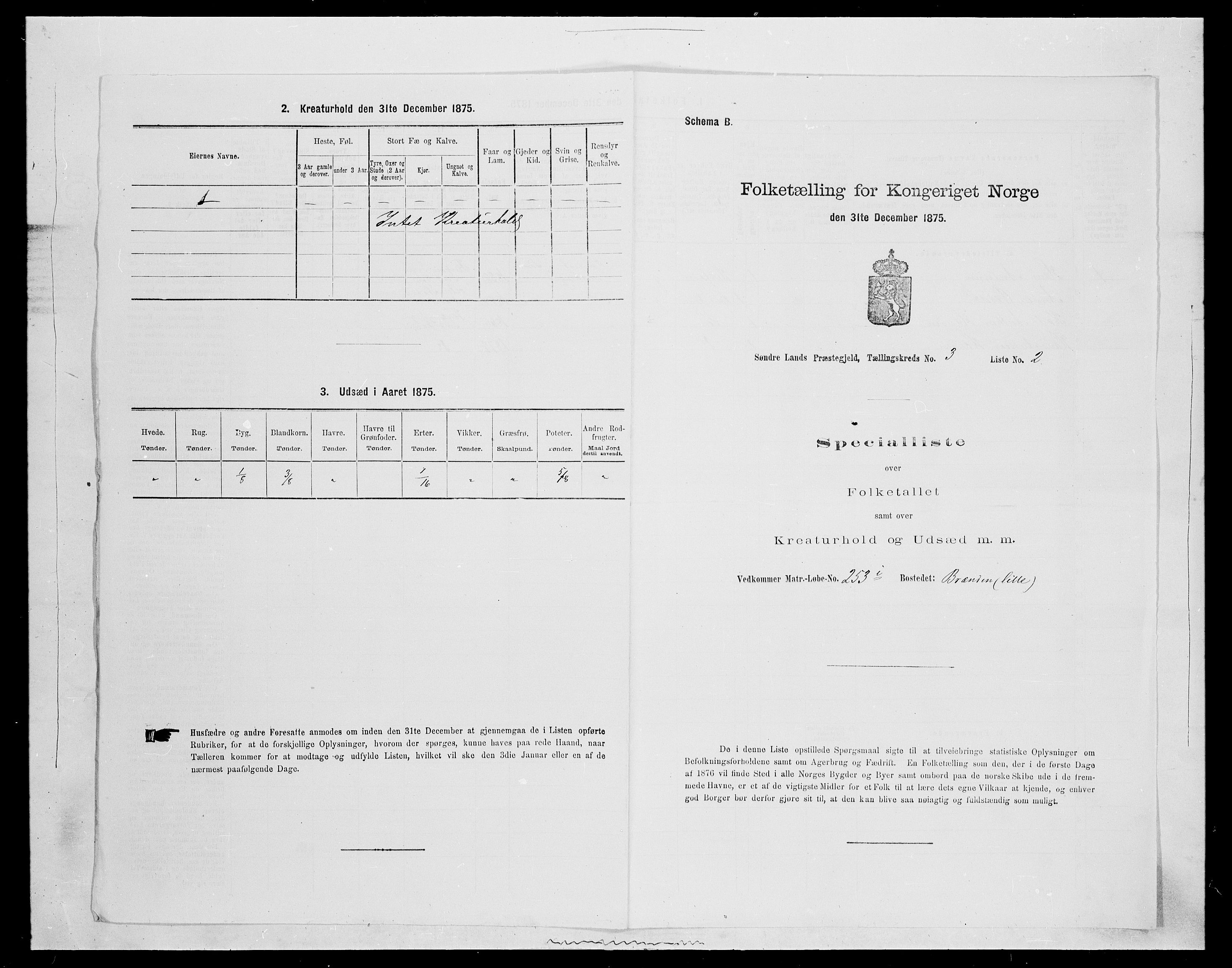 SAH, Folketelling 1875 for 0536P Søndre Land prestegjeld, 1875, s. 455