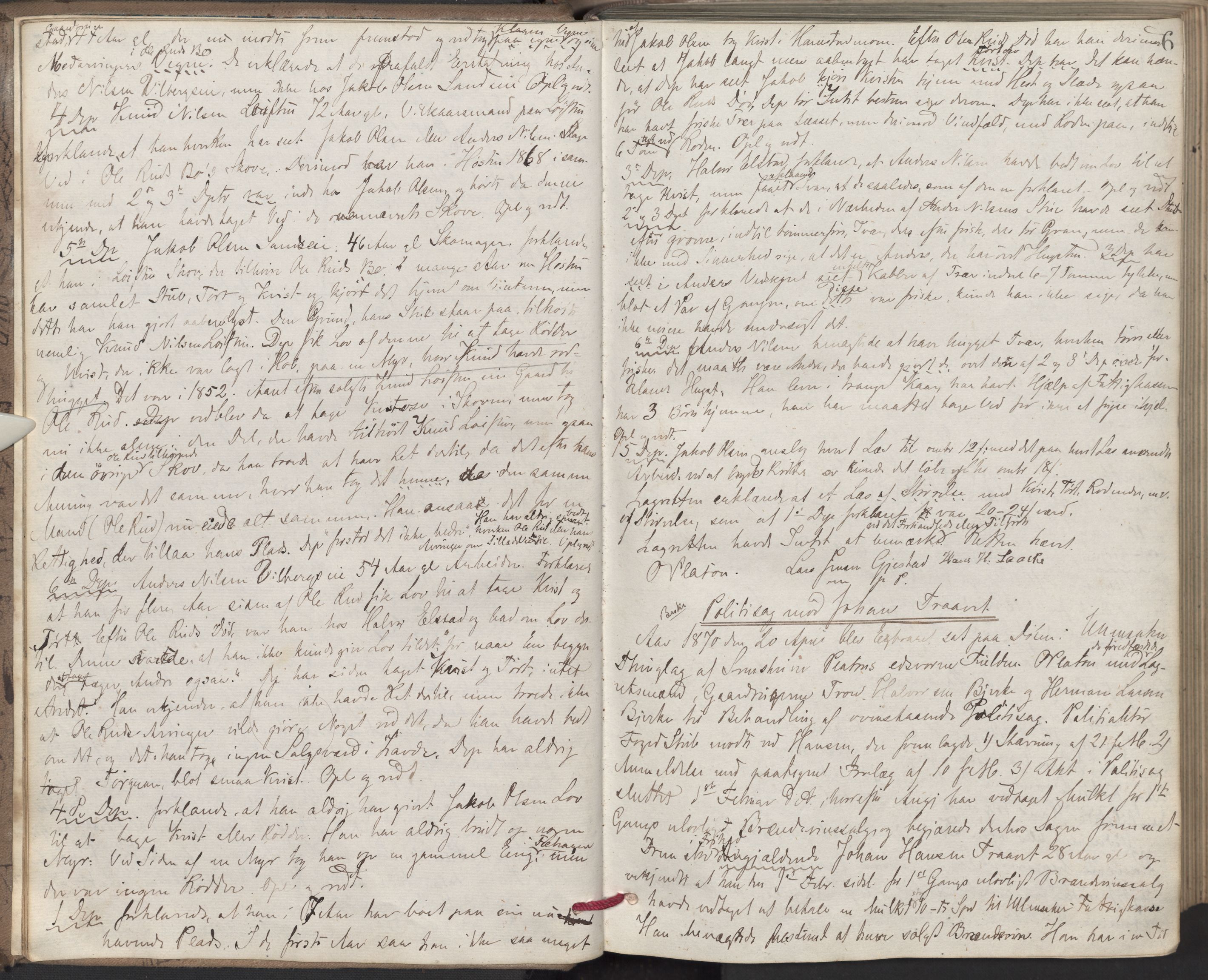 Nes tingrett, AV/SAO-A-10548/F/Fc/Fcb/L0007: Ekstrarettsprotokoll "Q", 1870-1874, s. 5b-6a