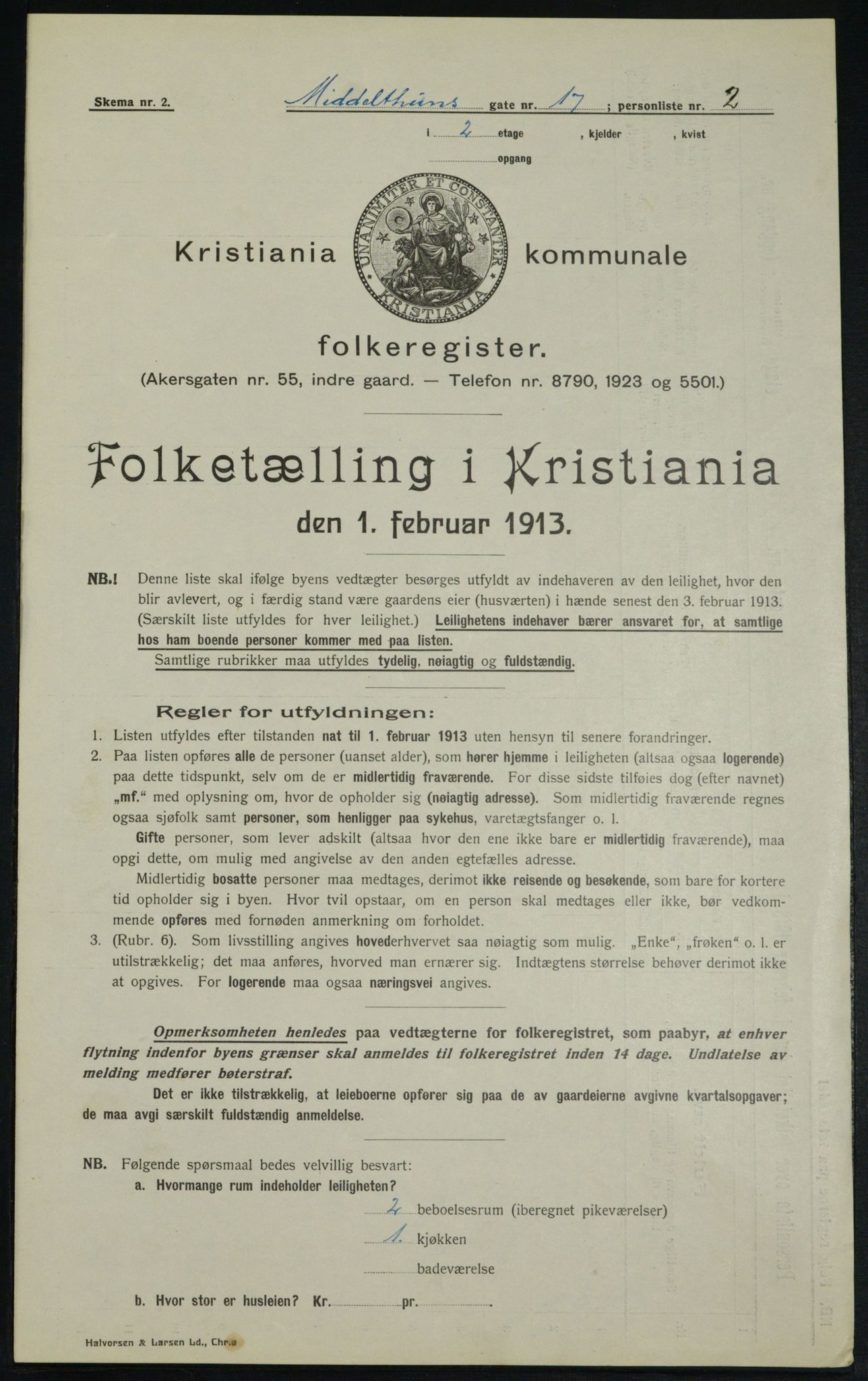 OBA, Kommunal folketelling 1.2.1913 for Kristiania, 1913, s. 65307