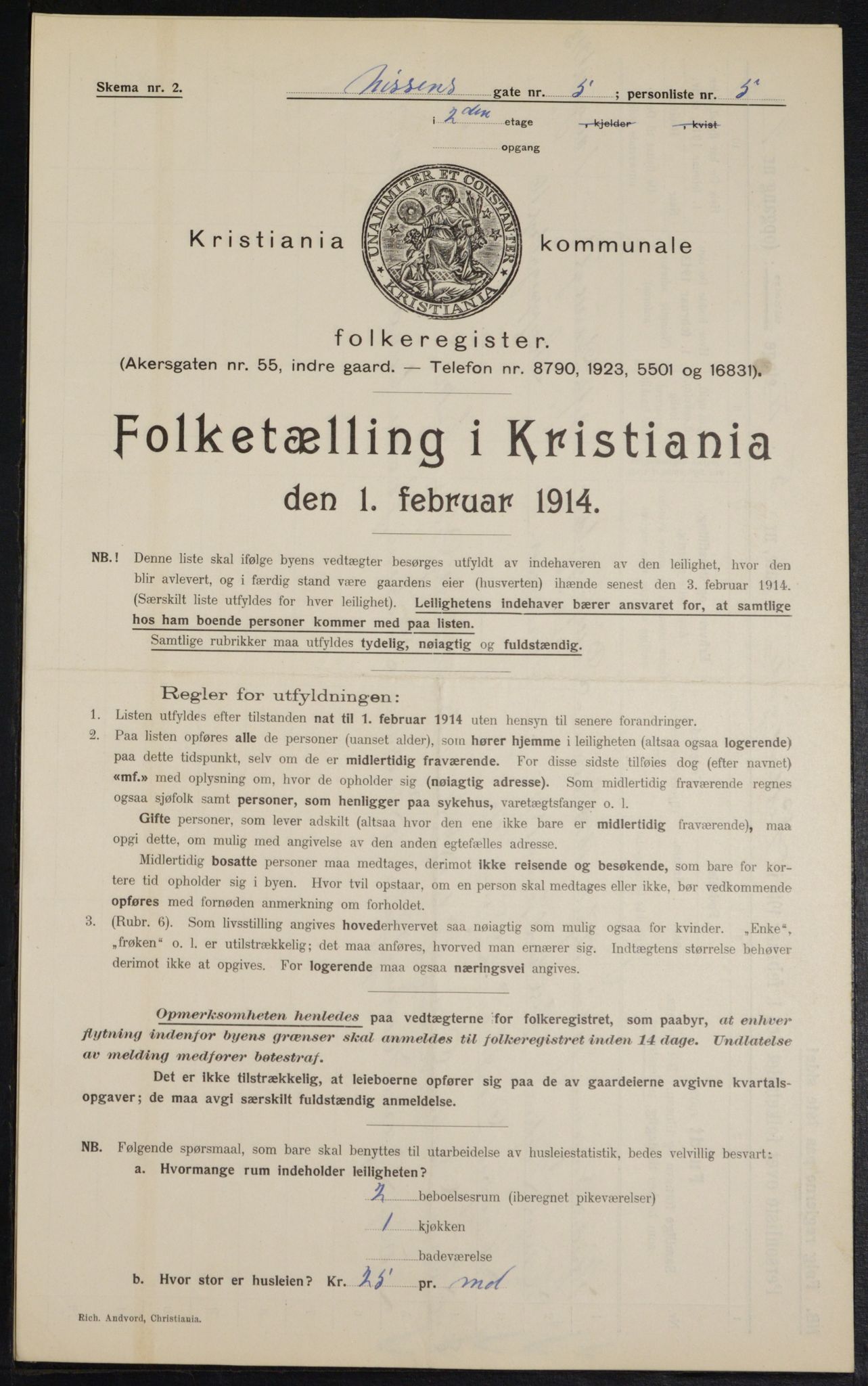 OBA, Kommunal folketelling 1.2.1914 for Kristiania, 1914, s. 71214