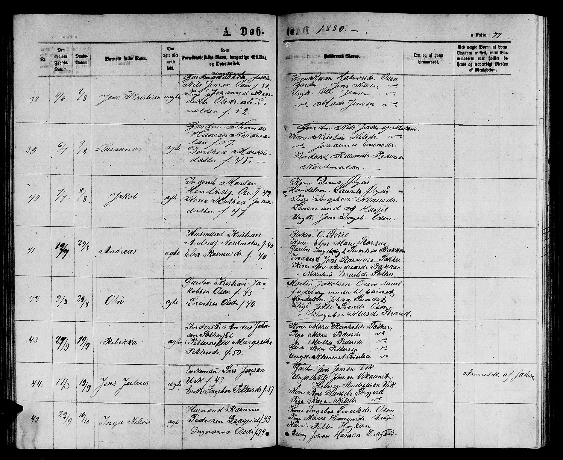 Ministerialprotokoller, klokkerbøker og fødselsregistre - Sør-Trøndelag, SAT/A-1456/658/L0725: Klokkerbok nr. 658C01, 1867-1882, s. 77