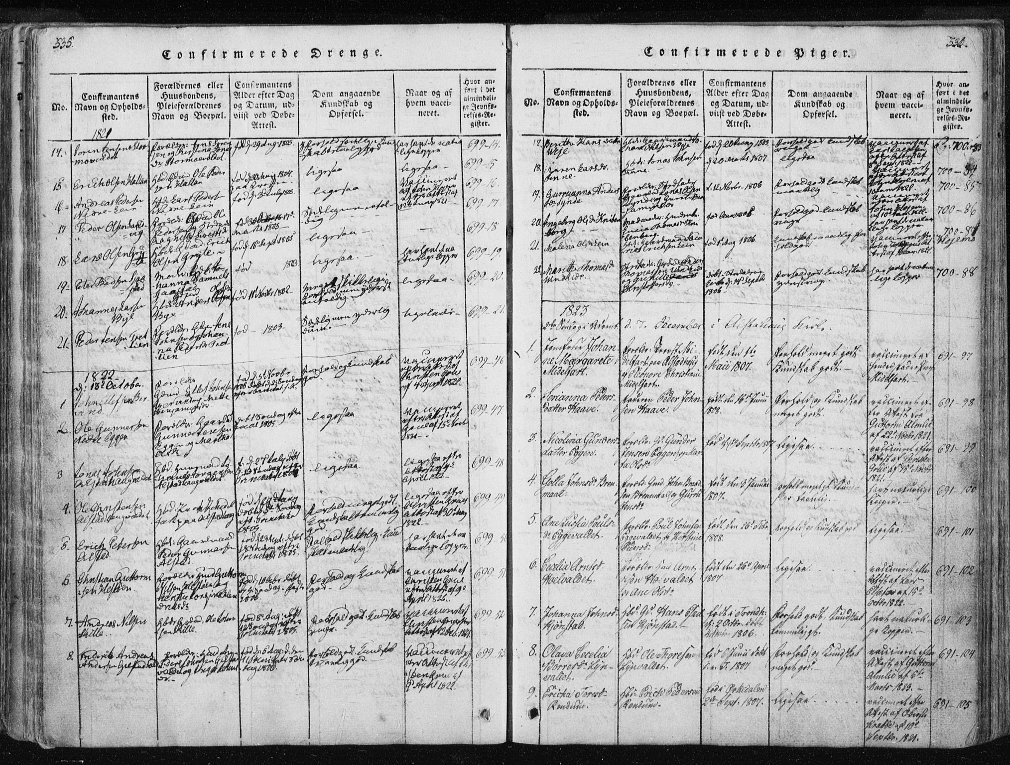 Ministerialprotokoller, klokkerbøker og fødselsregistre - Nord-Trøndelag, SAT/A-1458/717/L0148: Ministerialbok nr. 717A04 /1, 1816-1825, s. 535-536