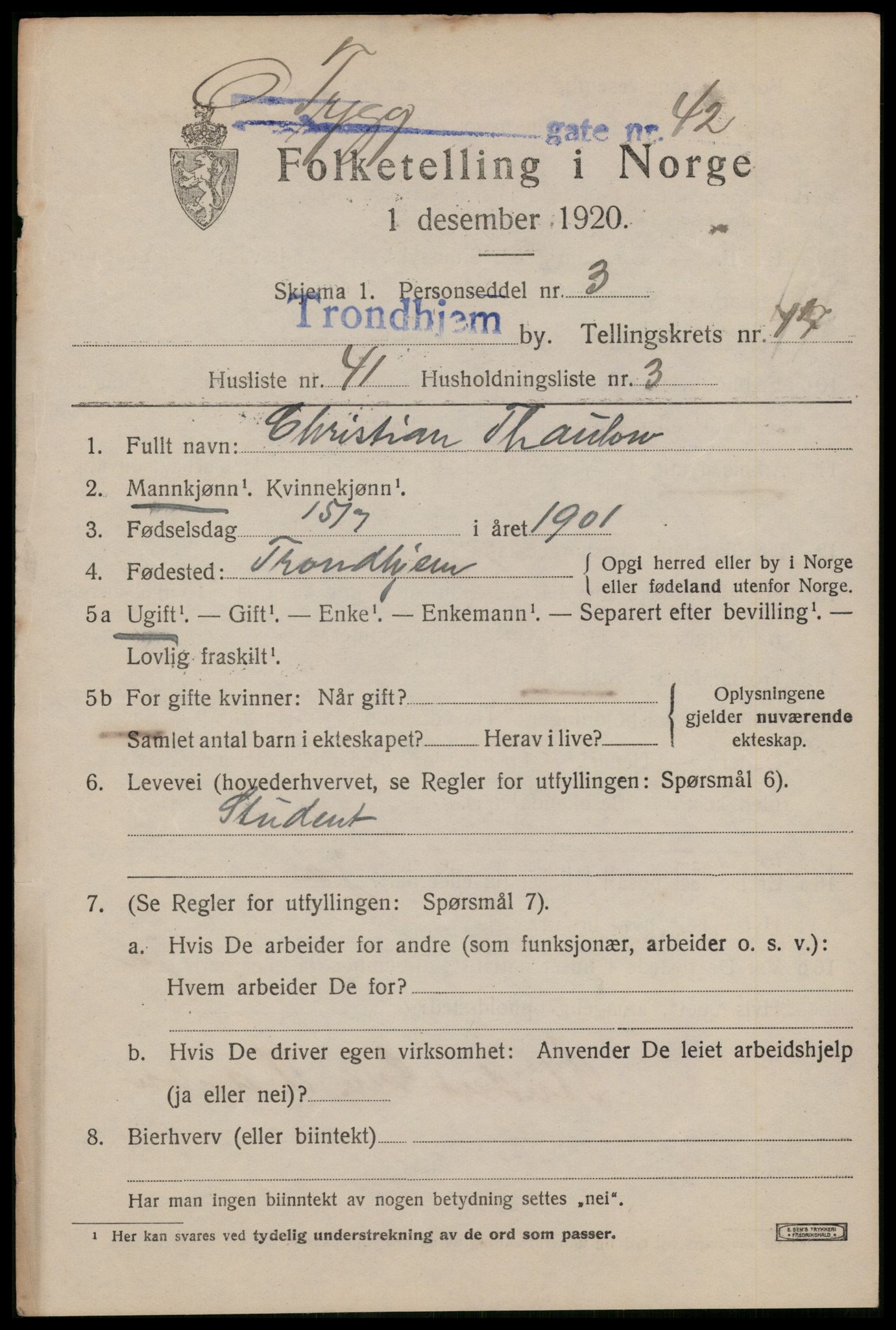 SAT, Folketelling 1920 for 1601 Trondheim kjøpstad, 1920, s. 55490