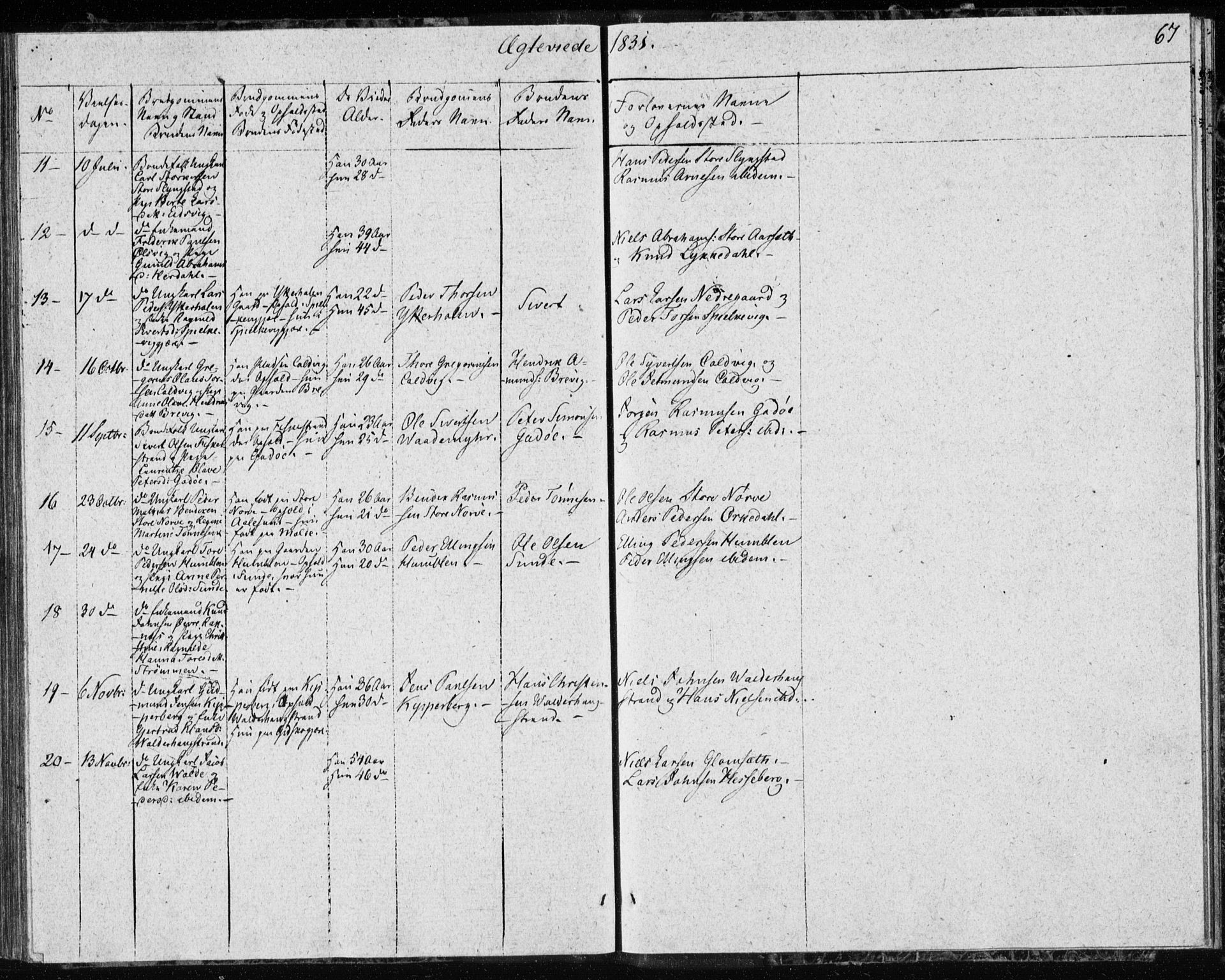 Ministerialprotokoller, klokkerbøker og fødselsregistre - Møre og Romsdal, AV/SAT-A-1454/528/L0413: Residerende kapellans bok nr. 528B01, 1828-1832, s. 67