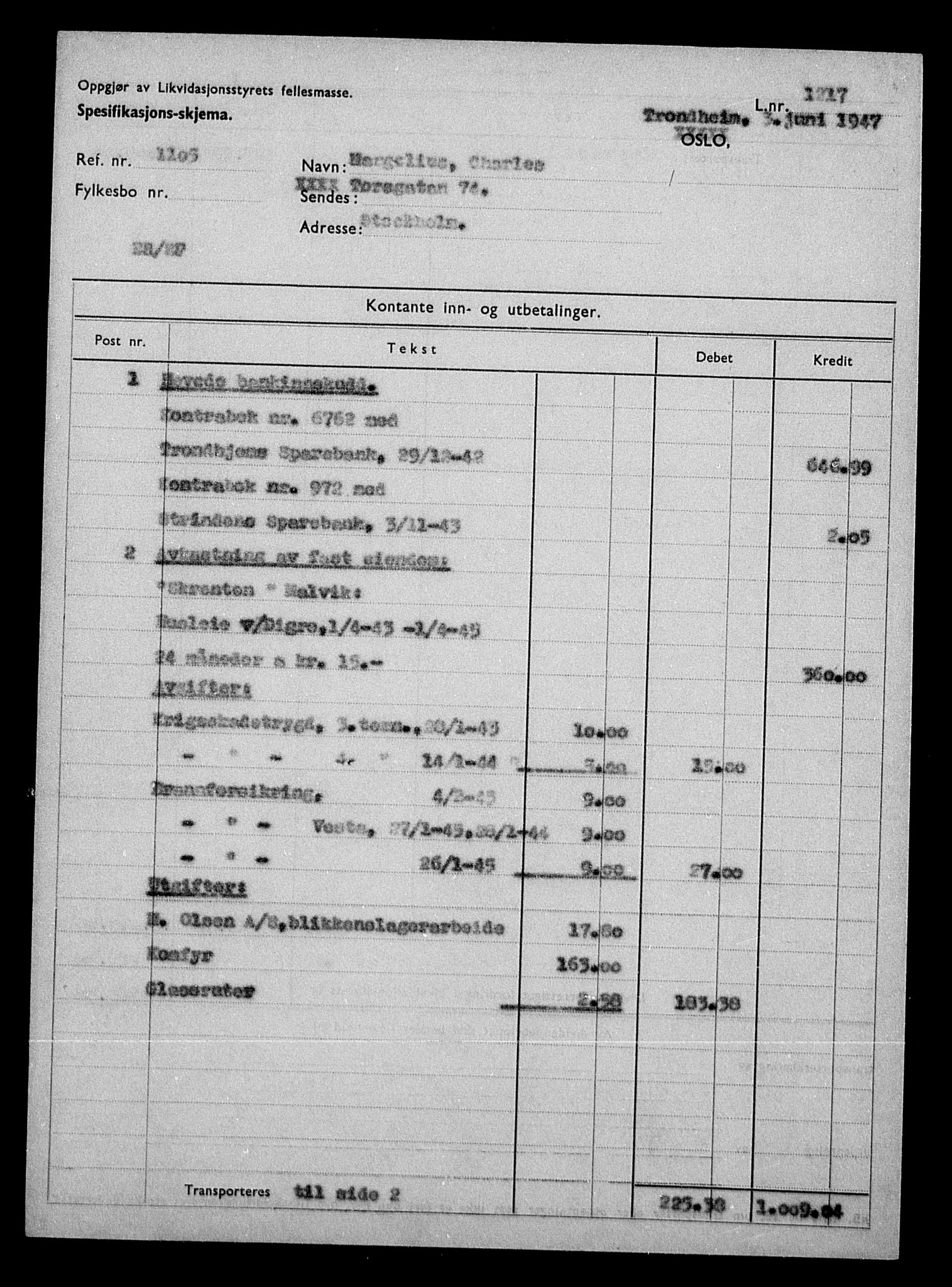 Justisdepartementet, Tilbakeføringskontoret for inndratte formuer, AV/RA-S-1564/H/Hc/Hca/L0903: --, 1945-1947, s. 575