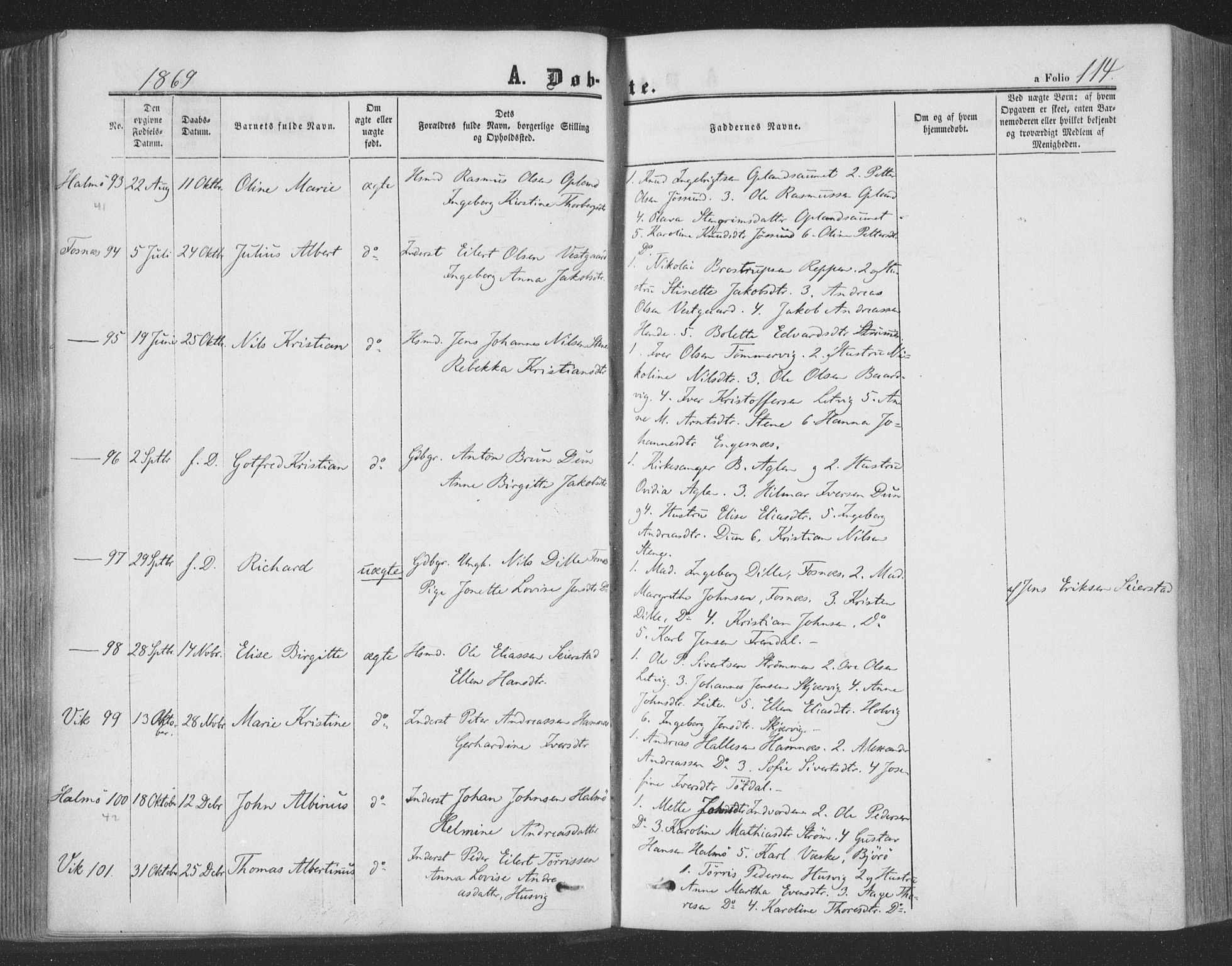 Ministerialprotokoller, klokkerbøker og fødselsregistre - Nord-Trøndelag, SAT/A-1458/773/L0615: Ministerialbok nr. 773A06, 1857-1870, s. 114