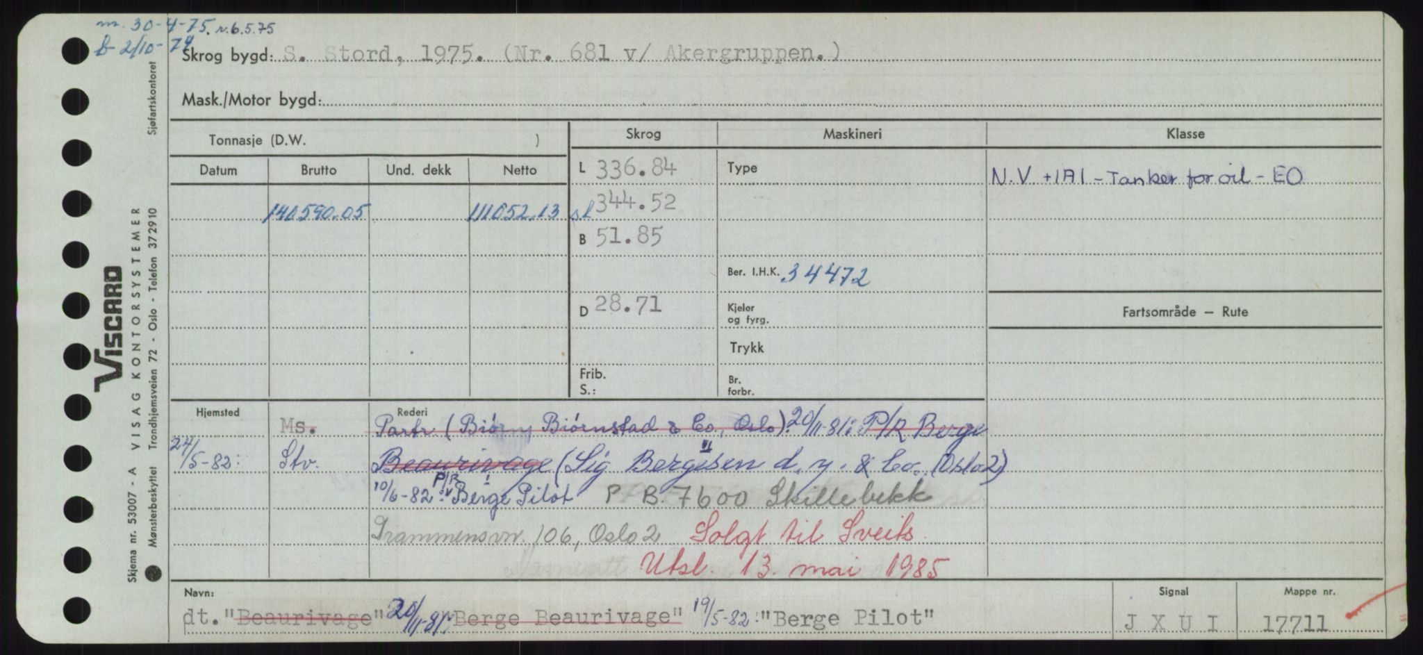 Sjøfartsdirektoratet med forløpere, Skipsmålingen, AV/RA-S-1627/H/Hd/L0003: Fartøy, B-Bev, s. 707