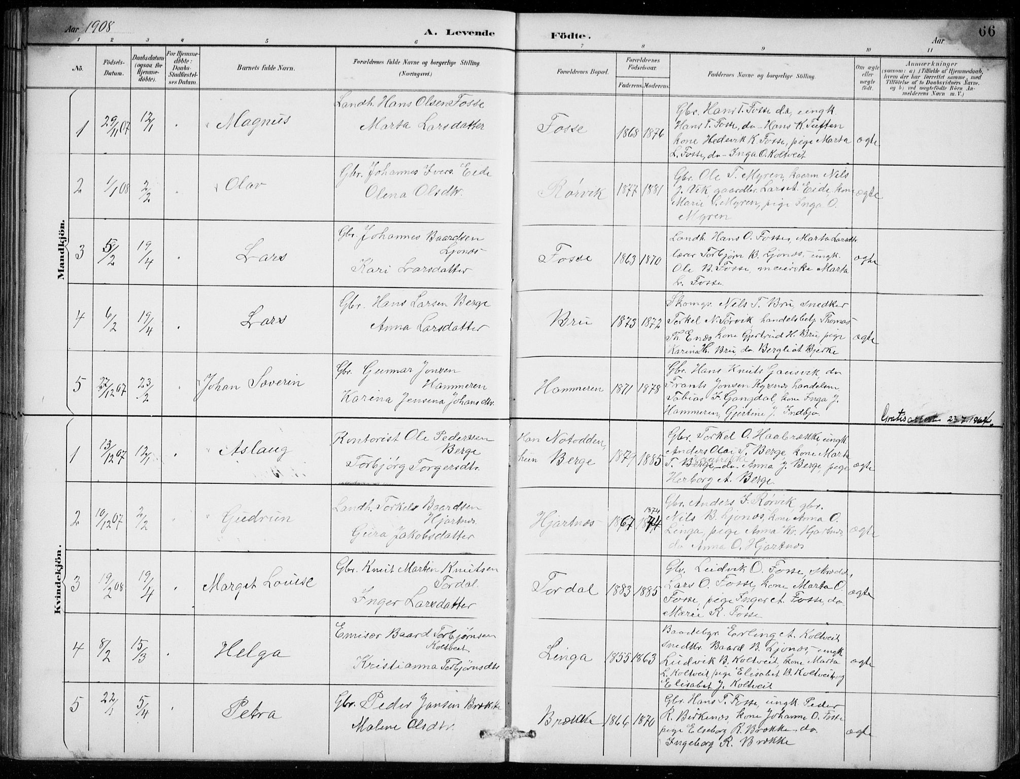 Strandebarm sokneprestembete, AV/SAB-A-78401/H/Hab: Klokkerbok nr. B  1, 1891-1914, s. 66