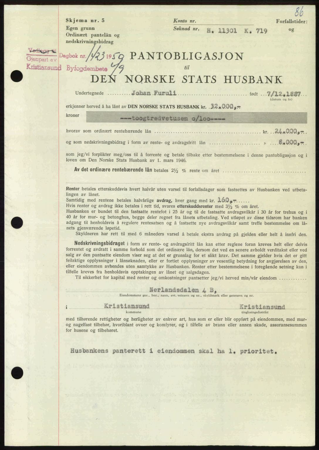 Kristiansund byfogd, AV/SAT-A-4587/A/27: Pantebok nr. 50, 1950-1950, Dagboknr: 1423/1950