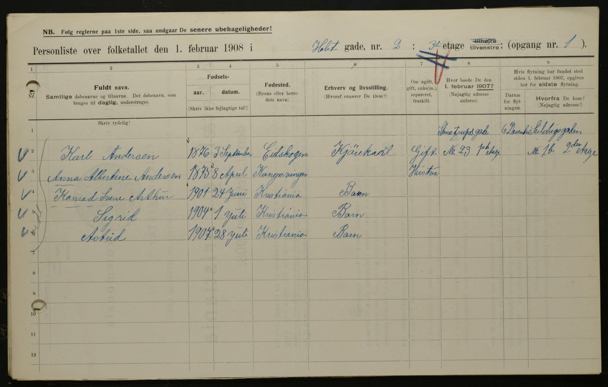 OBA, Kommunal folketelling 1.2.1908 for Kristiania kjøpstad, 1908, s. 36827