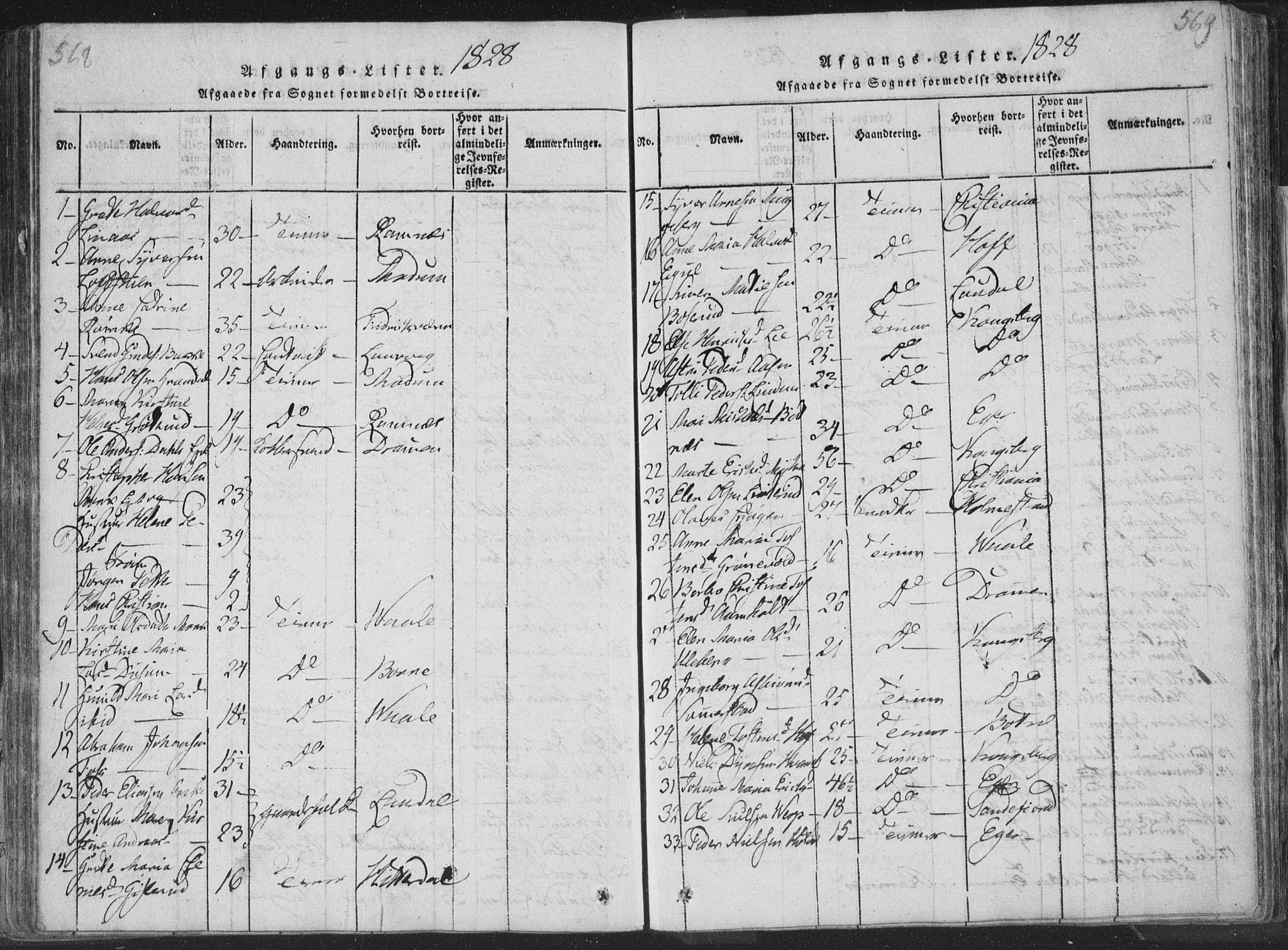 Sandsvær kirkebøker, SAKO/A-244/F/Fa/L0004: Ministerialbok nr. I 4, 1817-1839, s. 568-569