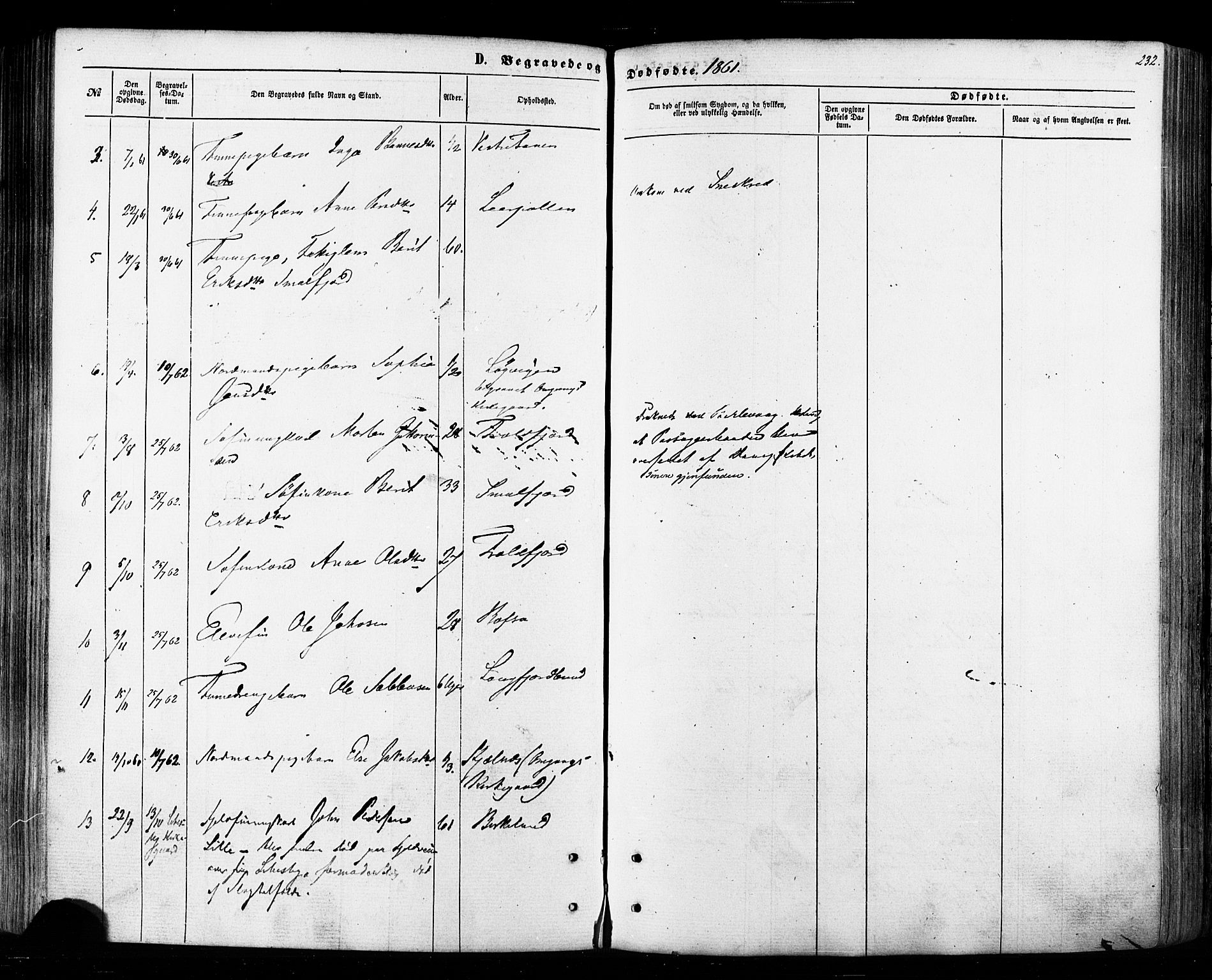 Tana sokneprestkontor, AV/SATØ-S-1334/H/Ha/L0002kirke: Ministerialbok nr. 2 /1, 1861-1877, s. 232