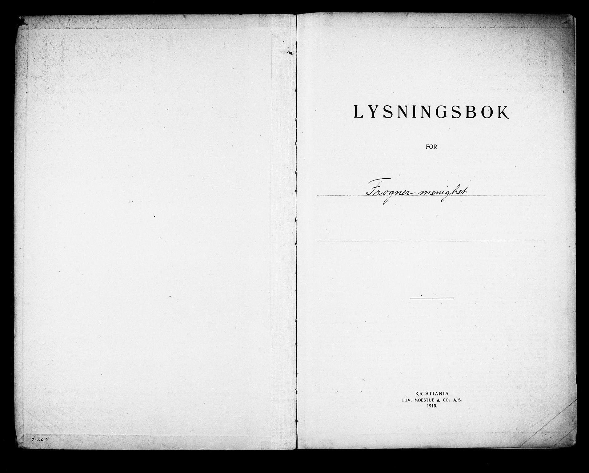 Frogner prestekontor Kirkebøker, SAO/A-10886/H/Ha/L0005: Lysningsprotokoll nr. 5, 1919-1927