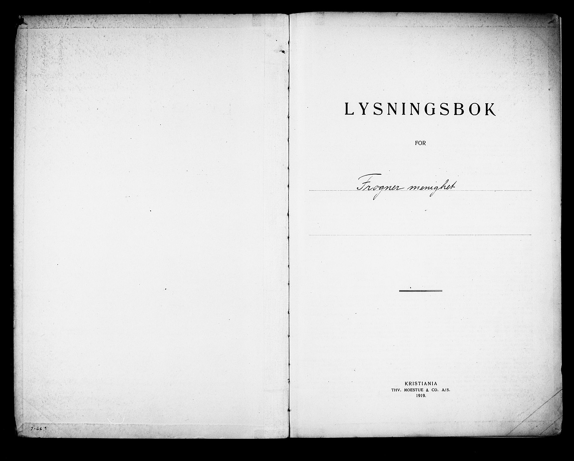 Frogner prestekontor Kirkebøker, AV/SAO-A-10886/H/Ha/L0005: Lysningsprotokoll nr. 5, 1919-1927