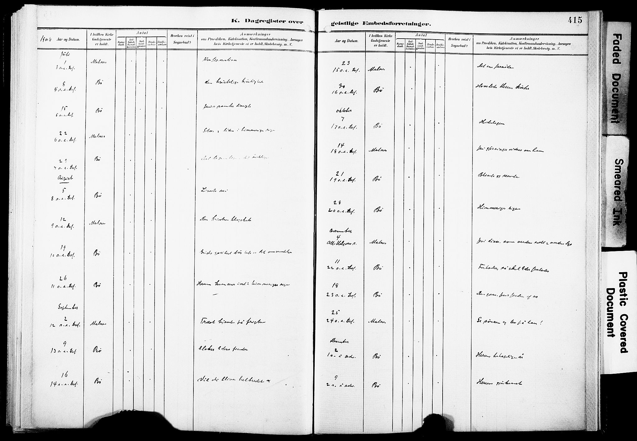 Ministerialprotokoller, klokkerbøker og fødselsregistre - Nordland, AV/SAT-A-1459/891/L1305: Ministerialbok nr. 891A10, 1895-1921, s. 415