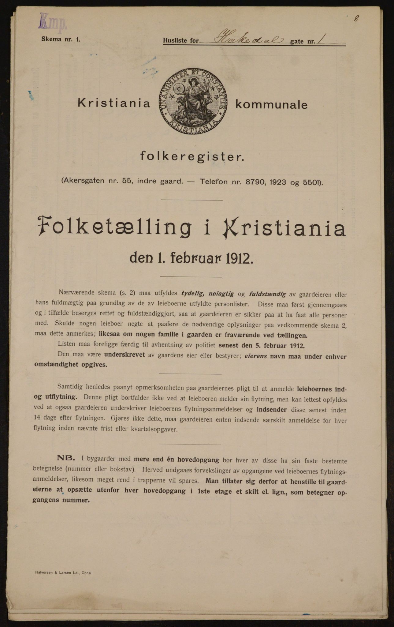 OBA, Kommunal folketelling 1.2.1912 for Kristiania, 1912, s. 34014