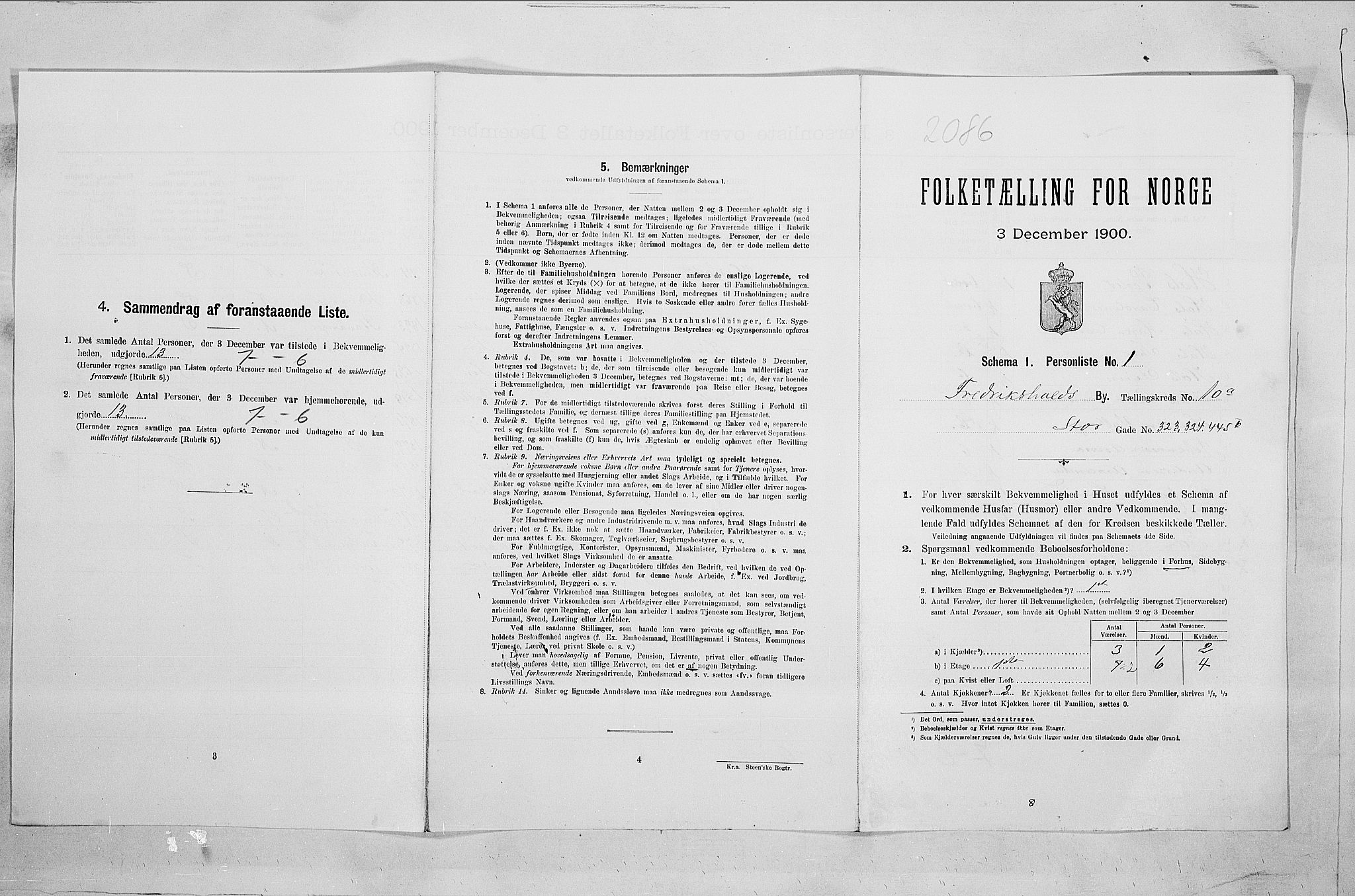 SAO, Folketelling 1900 for 0101 Fredrikshald kjøpstad, 1900