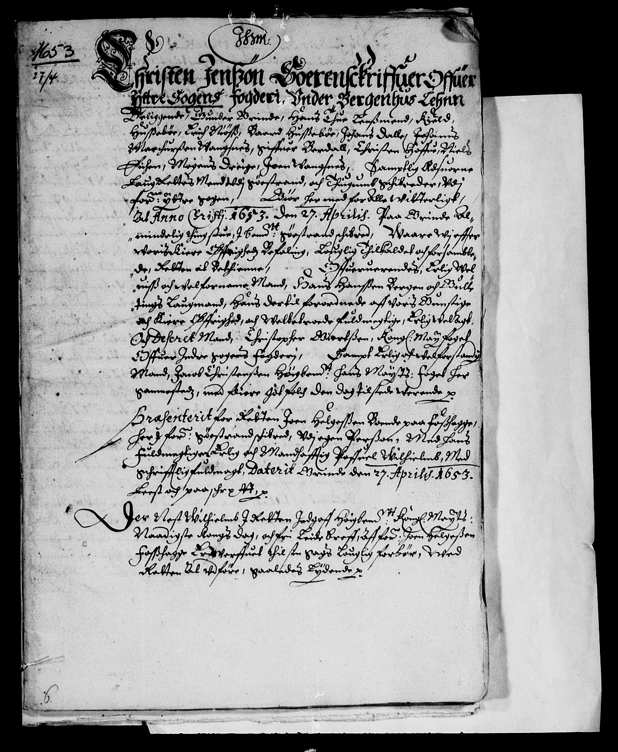 Rentekammeret inntil 1814, Reviderte regnskaper, Lensregnskaper, AV/RA-EA-5023/R/Rb/Rbt/L0125: Bergenhus len, 1653-1654