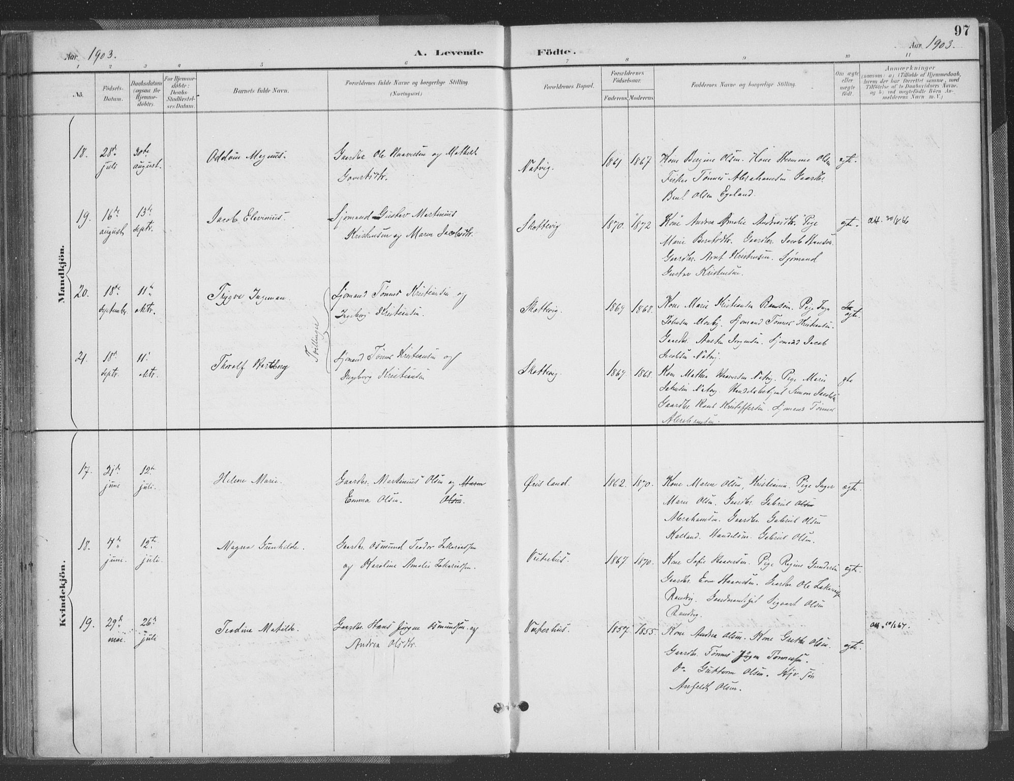 Høvåg sokneprestkontor, AV/SAK-1111-0025/F/Fa/L0006: Ministerialbok nr. A 6, 1894-1923, s. 97
