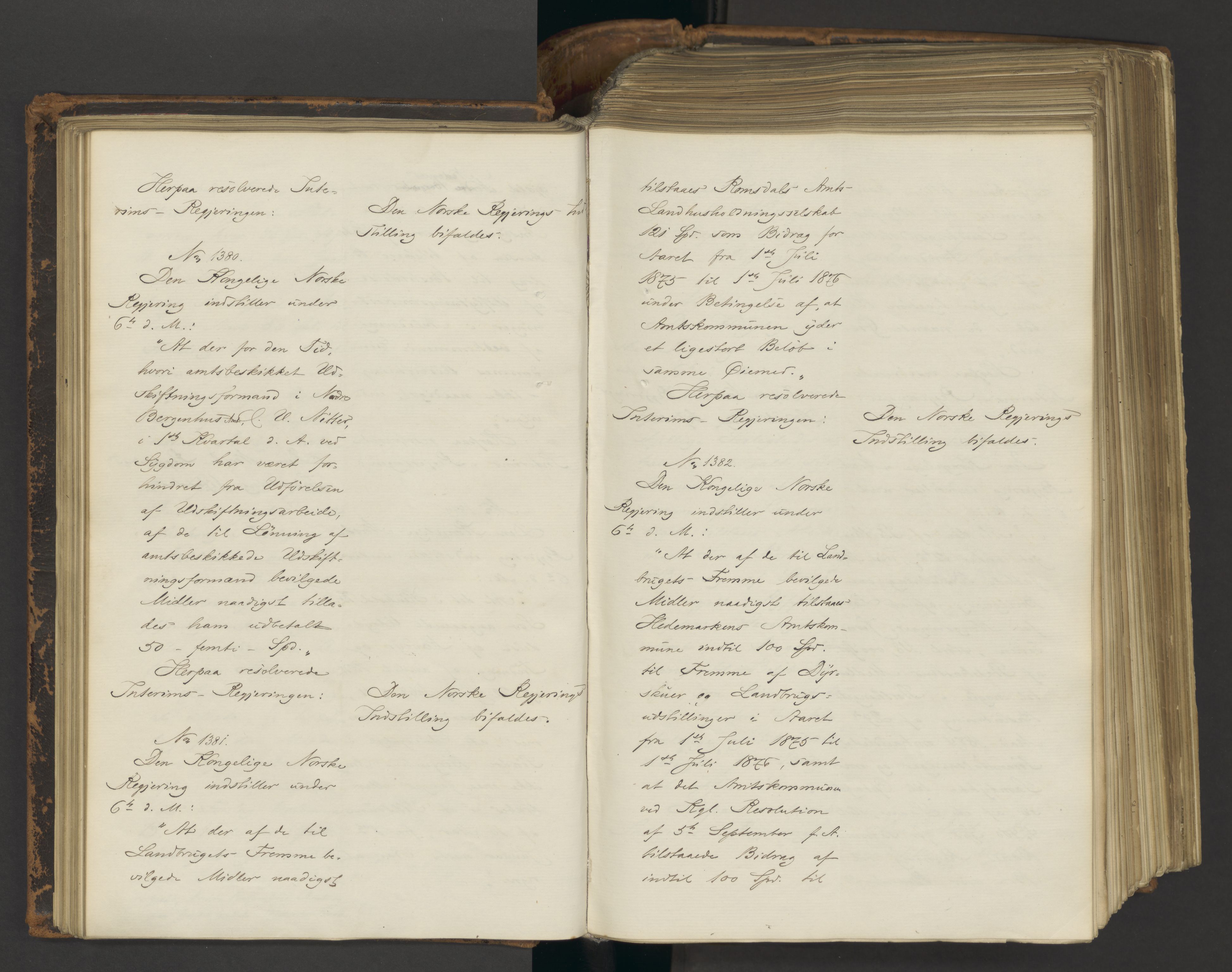Statsrådssekretariatet, AV/RA-S-1001/A/Ab/L0126: Kgl. res. nr. 1209-2391, 2. halvår, 1875