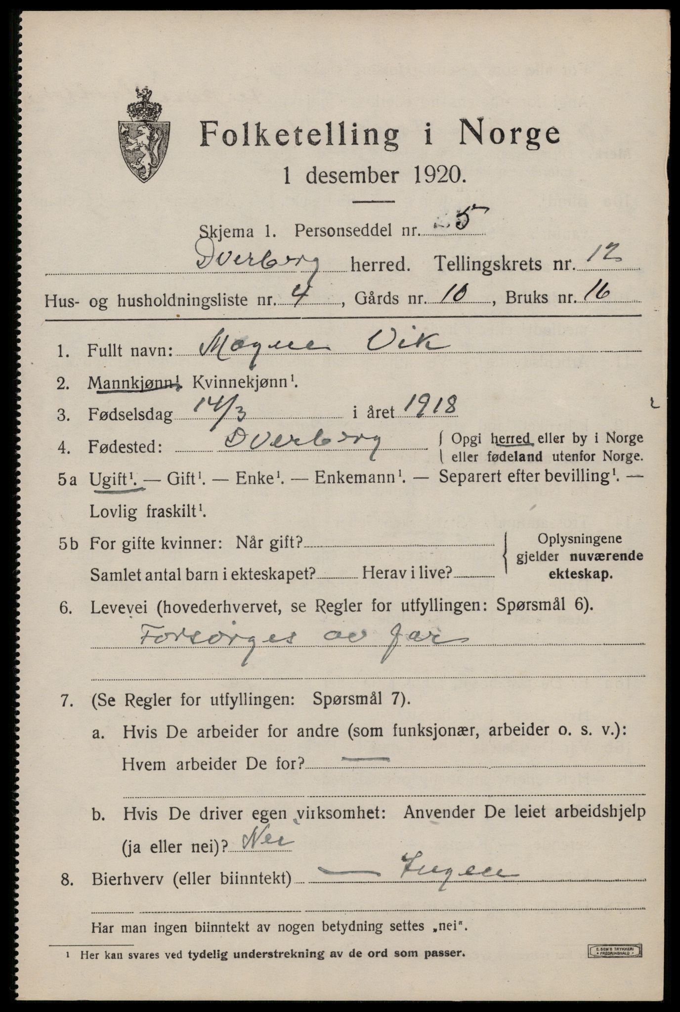 SAT, Folketelling 1920 for 1872 Dverberg herred, 1920, s. 9466