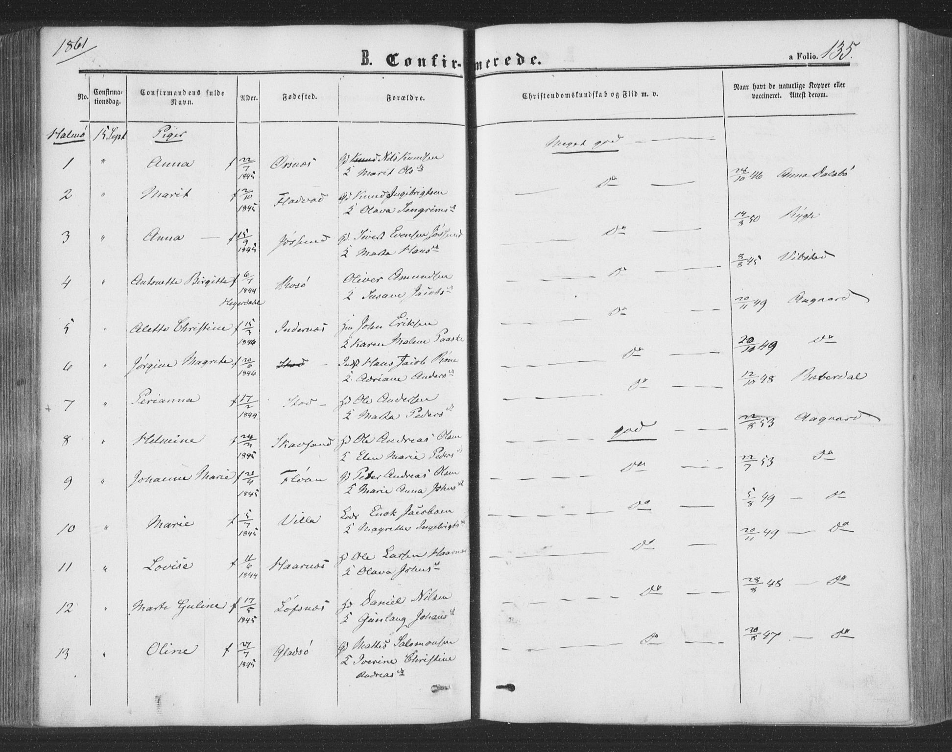 Ministerialprotokoller, klokkerbøker og fødselsregistre - Nord-Trøndelag, AV/SAT-A-1458/773/L0615: Ministerialbok nr. 773A06, 1857-1870, s. 135