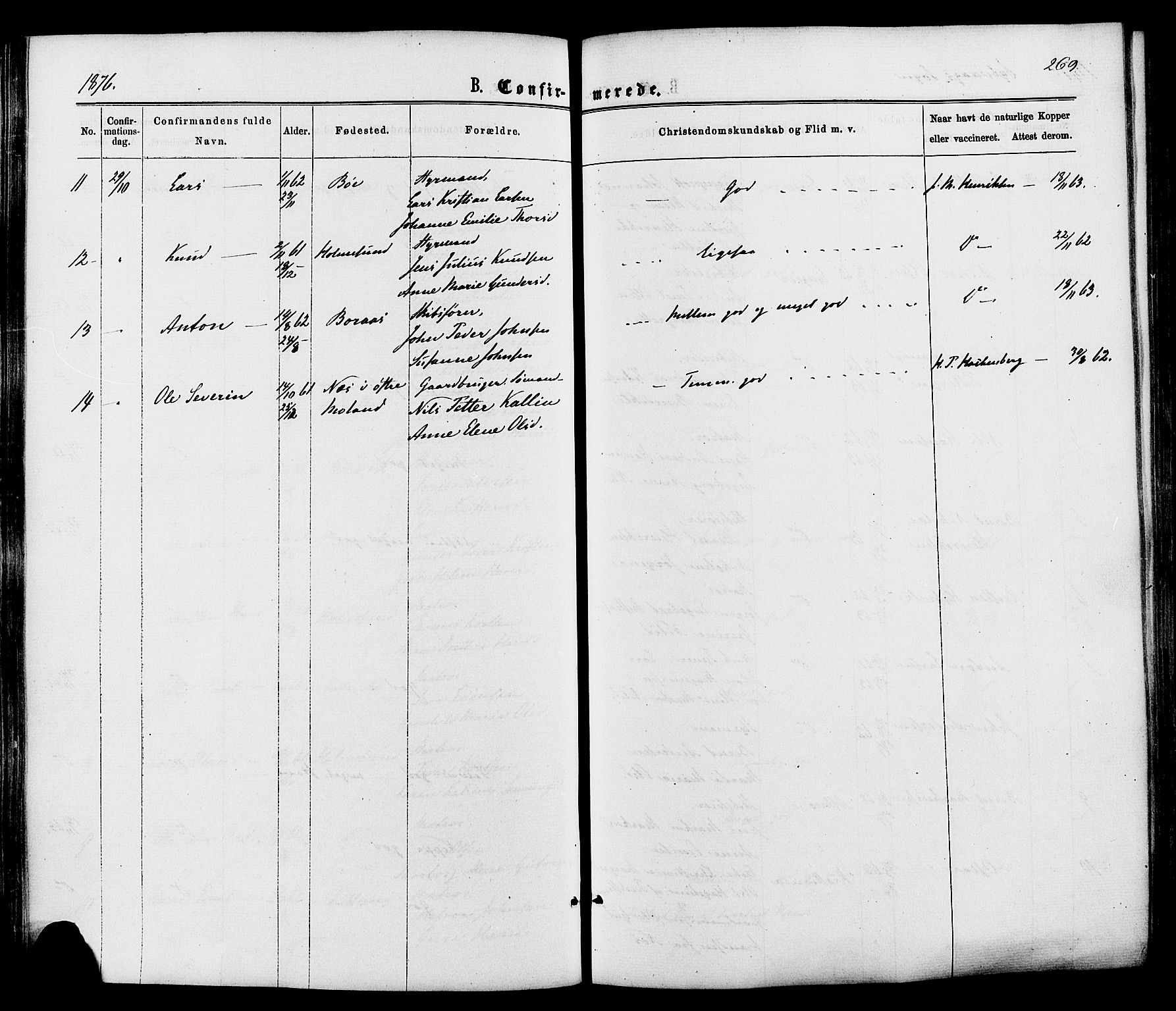 Dypvåg sokneprestkontor, SAK/1111-0007/F/Fa/Faa/L0007: Ministerialbok nr. A 7/ 1, 1872-1884, s. 269