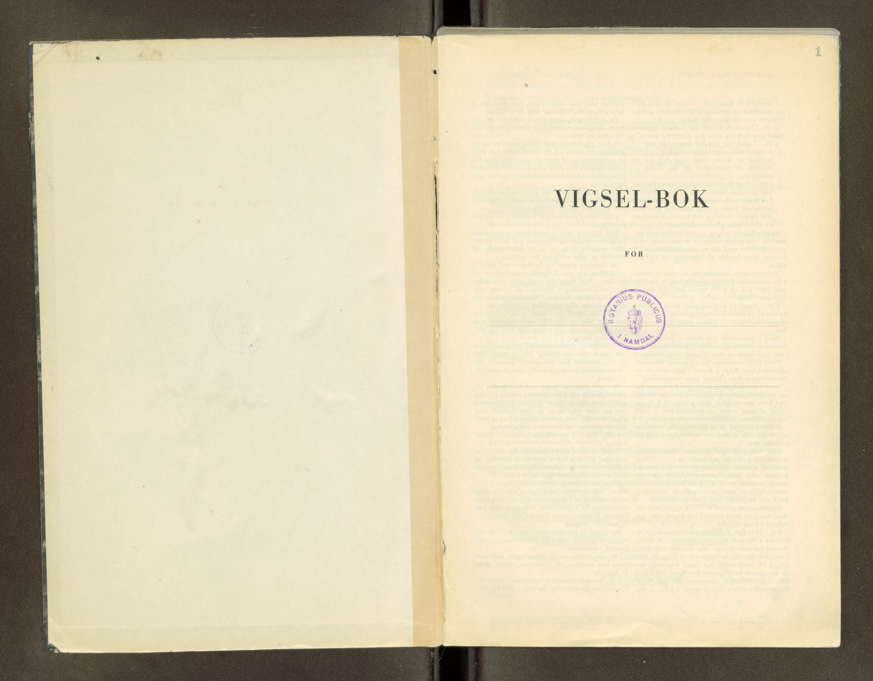 Namdal sorenskriveri, AV/SAT-A-4133/1/6/6D/L0002: Vigselbøker, 1940-1969, s. 1