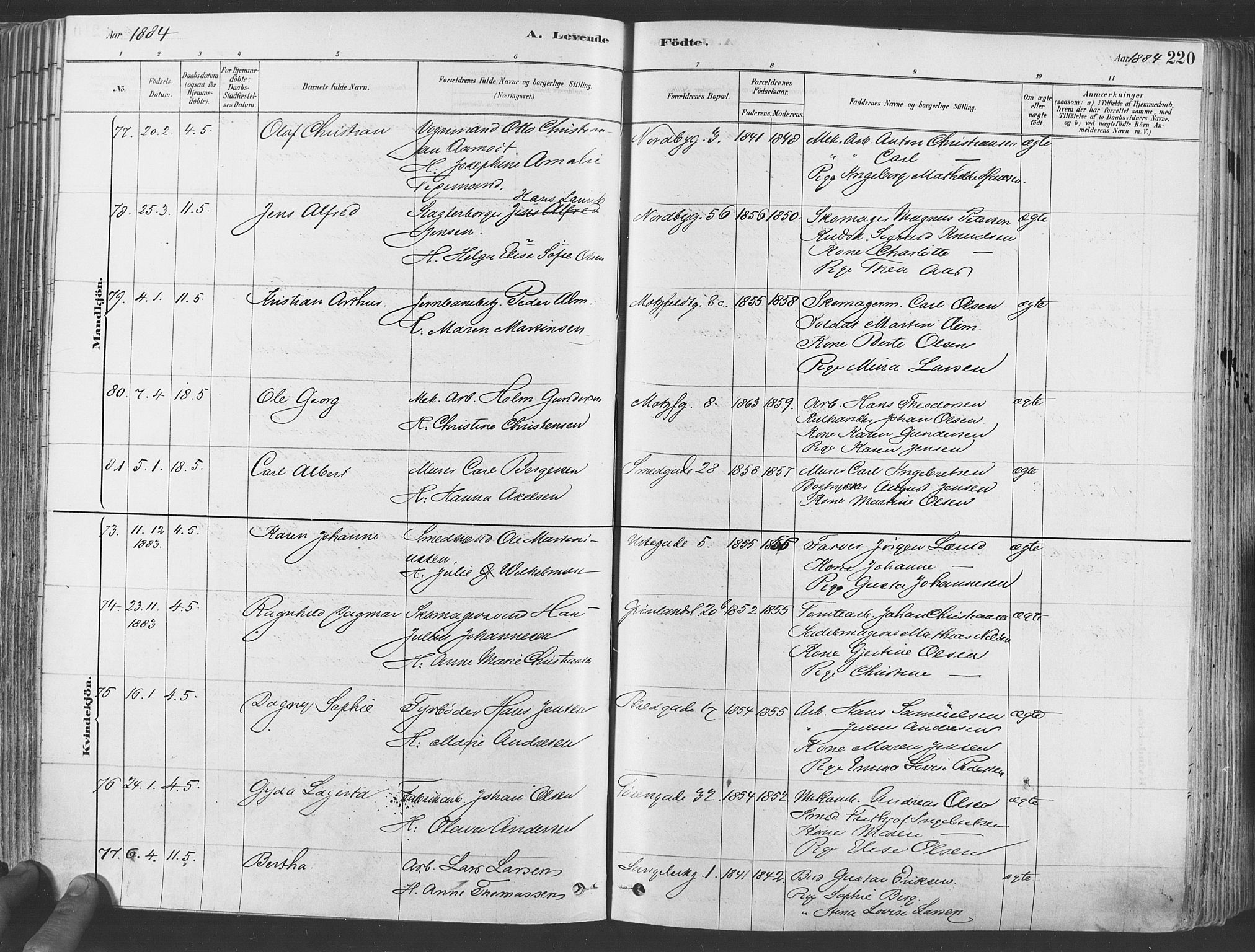 Grønland prestekontor Kirkebøker, SAO/A-10848/F/Fa/L0007: Ministerialbok nr. 7, 1878-1888, s. 220