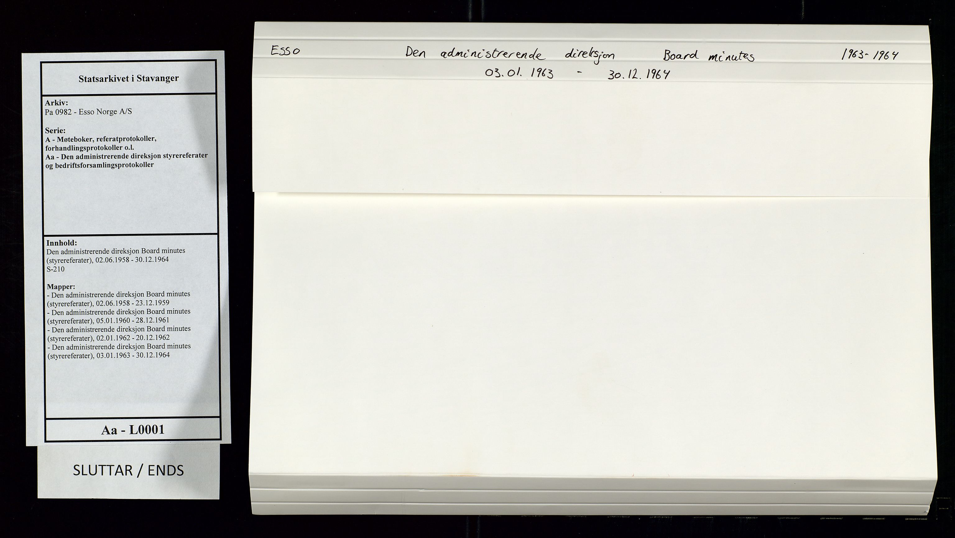 Pa 0982 - Esso Norge A/S, AV/SAST-A-100448/A/Aa/L0001/0004: Den administrerende direksjon Board minutes (styrereferater) / Den administrerende direksjon Board minutes (styrereferater), 1963-1964, s. 262