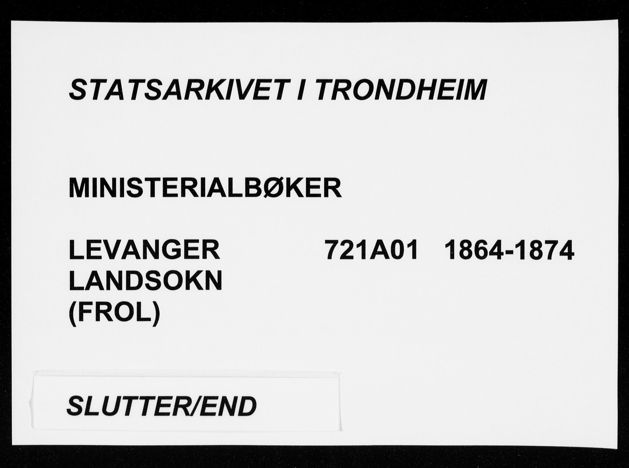 Ministerialprotokoller, klokkerbøker og fødselsregistre - Nord-Trøndelag, AV/SAT-A-1458/721/L0206: Ministerialbok nr. 721A01, 1864-1874