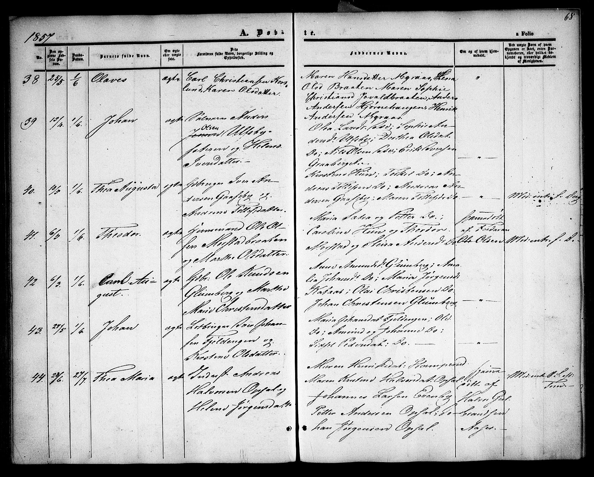 Rødenes prestekontor Kirkebøker, AV/SAO-A-2005/F/Fa/L0006: Ministerialbok nr. I 6, 1850-1859, s. 68