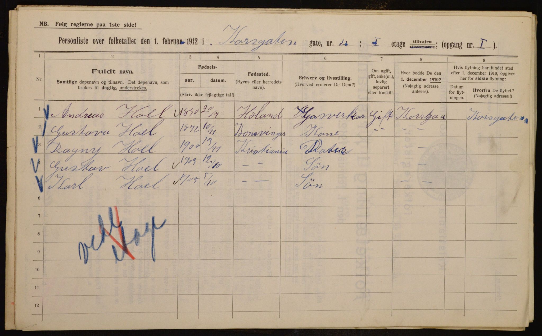 OBA, Kommunal folketelling 1.2.1912 for Kristiania, 1912, s. 53692