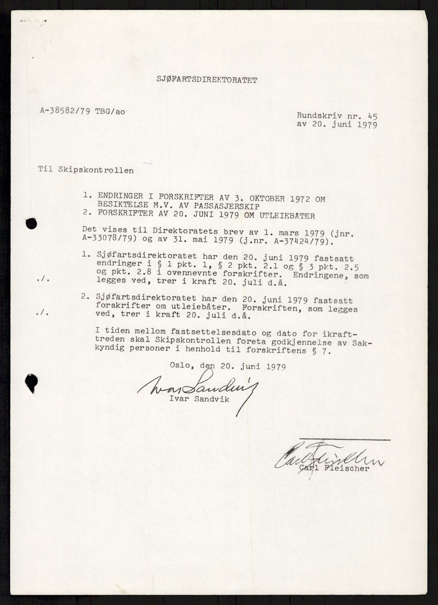 Sjøfartsdirektoratet med forløpere, generelt arkiv, AV/RA-S-1407/D/Du/Duc/L0641/0004: Skipskontrollen - Forskrifter    / Utleiebåter (2 mapper), 1977-1989, s. 24