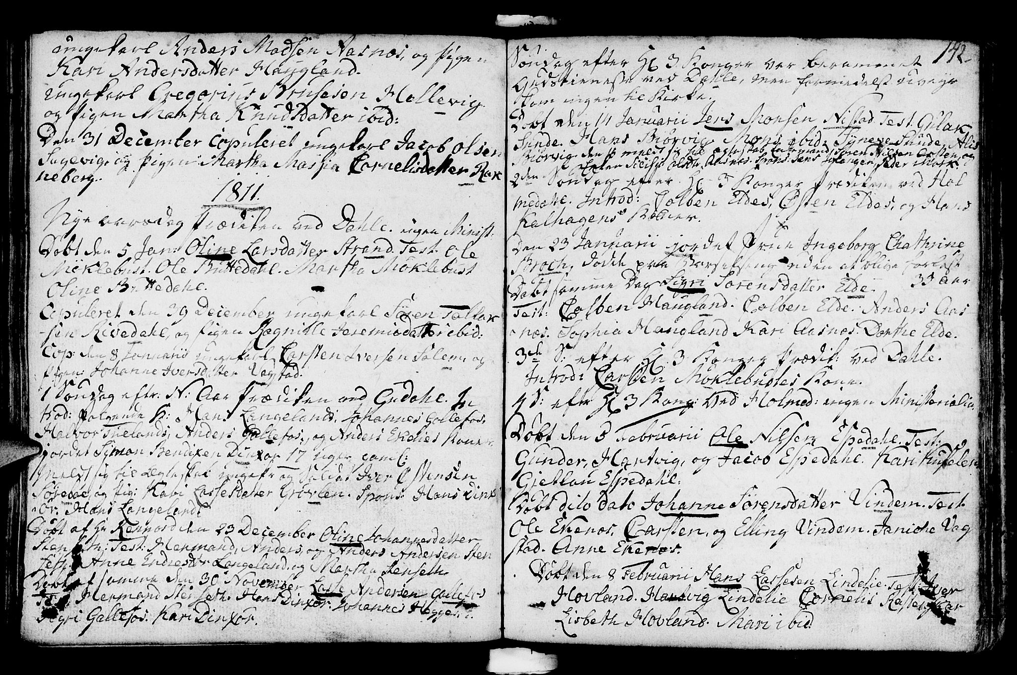 Fjaler sokneprestembete, AV/SAB-A-79801/H/Haa/Haaa/L0003: Ministerialbok nr. A 3, 1799-1814, s. 142