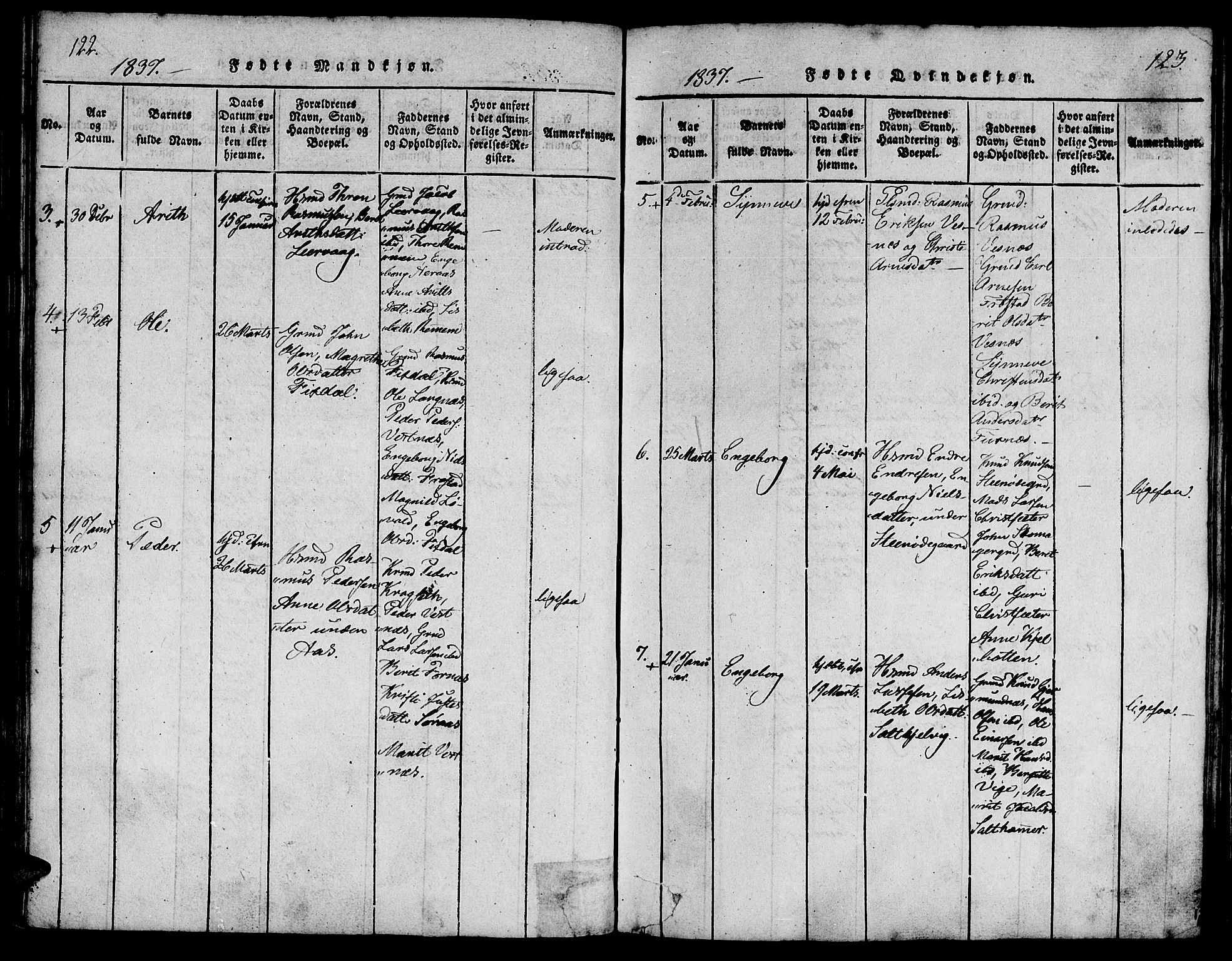 Ministerialprotokoller, klokkerbøker og fødselsregistre - Møre og Romsdal, AV/SAT-A-1454/539/L0528: Ministerialbok nr. 539A01, 1818-1847, s. 122-123