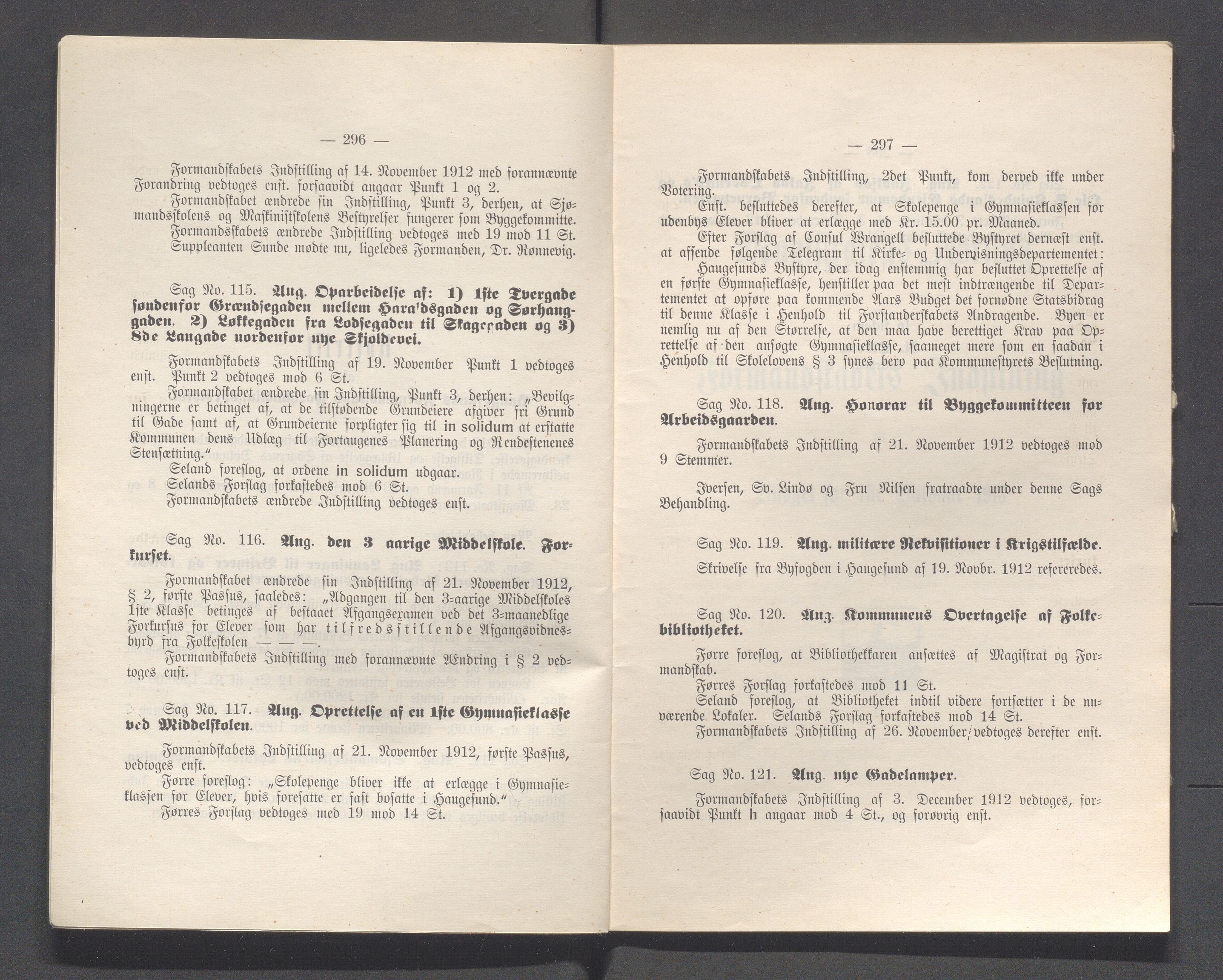 Haugesund kommune - Formannskapet og Bystyret, IKAR/A-740/A/Abb/L0002: Bystyreforhandlinger, 1908-1917, s. 428