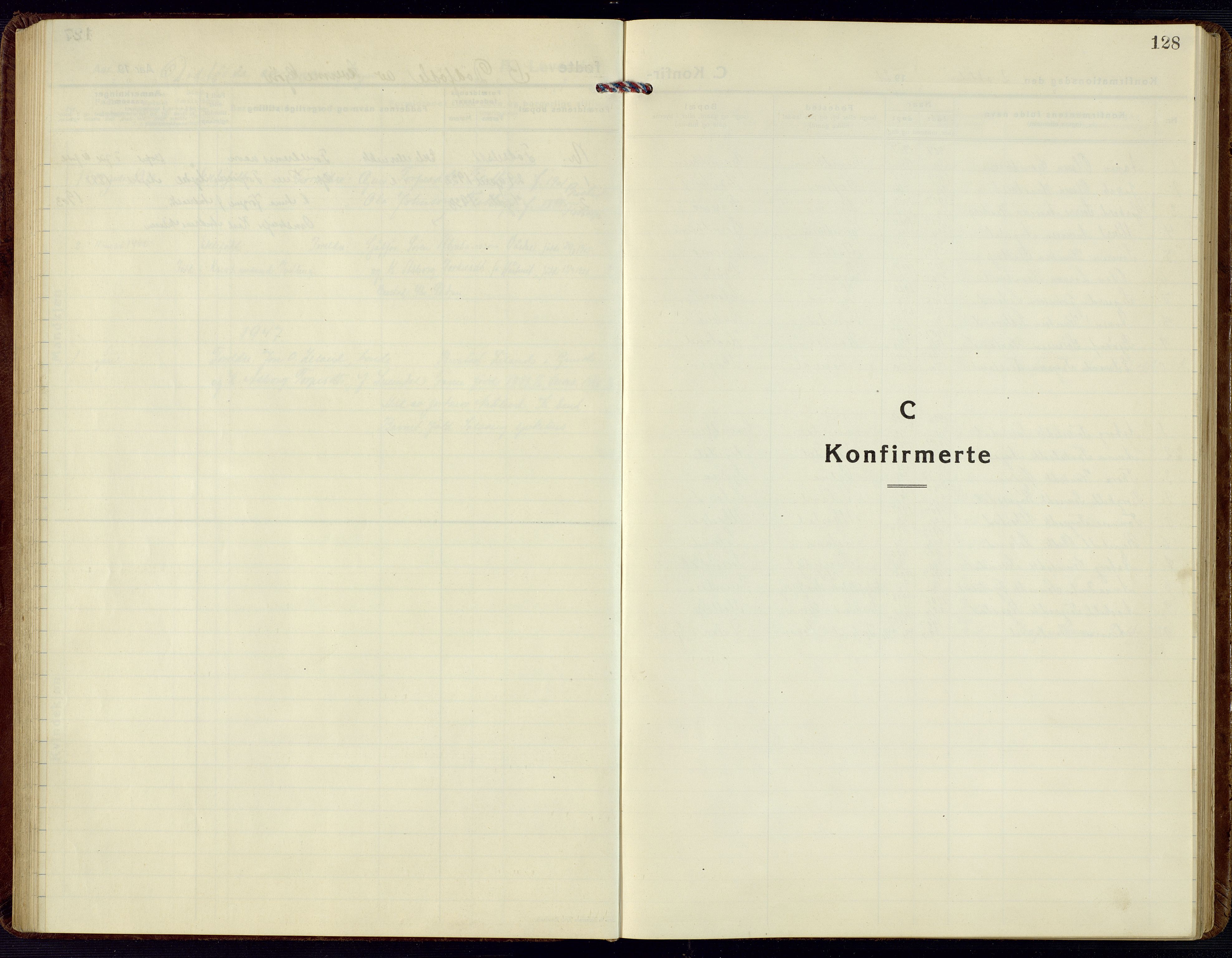 Bjelland sokneprestkontor, SAK/1111-0005/F/Fb/Fbc/L0004: Klokkerbok nr. B 4, 1921-1978, s. 128