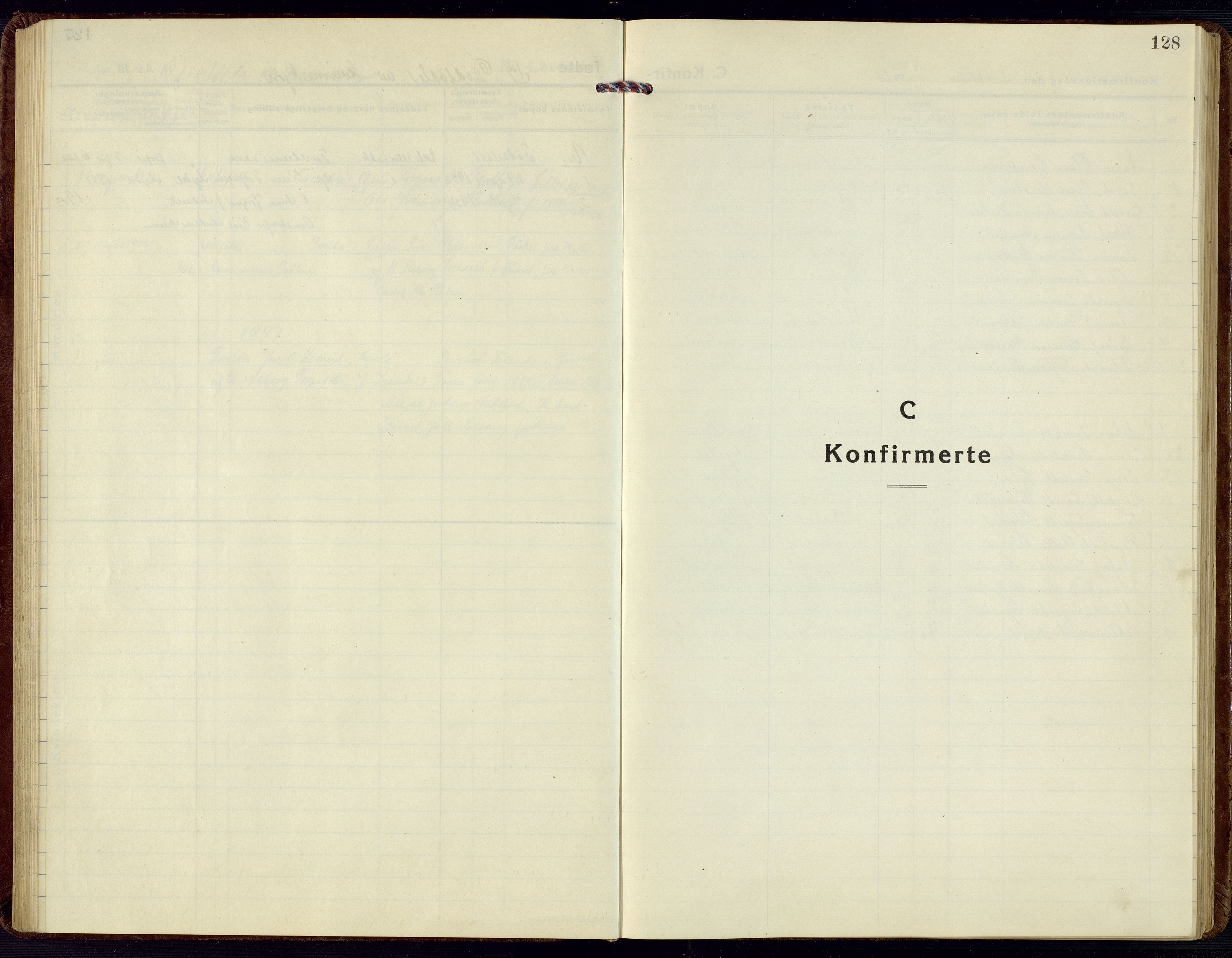 Bjelland sokneprestkontor, AV/SAK-1111-0005/F/Fb/Fbc/L0004: Klokkerbok nr. B 4, 1921-1978, s. 128