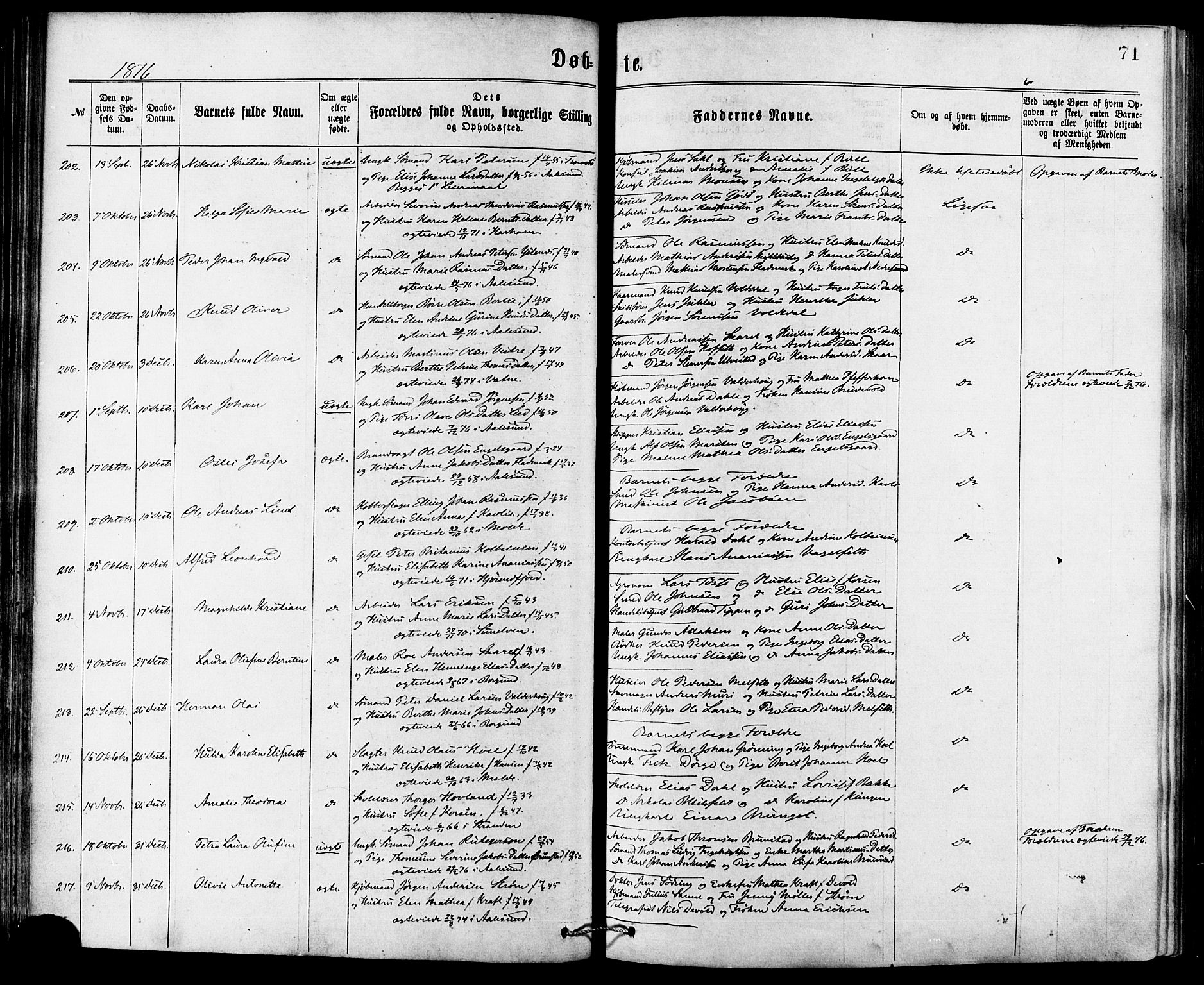 Ministerialprotokoller, klokkerbøker og fødselsregistre - Møre og Romsdal, AV/SAT-A-1454/529/L0453: Ministerialbok nr. 529A03, 1872-1877, s. 71