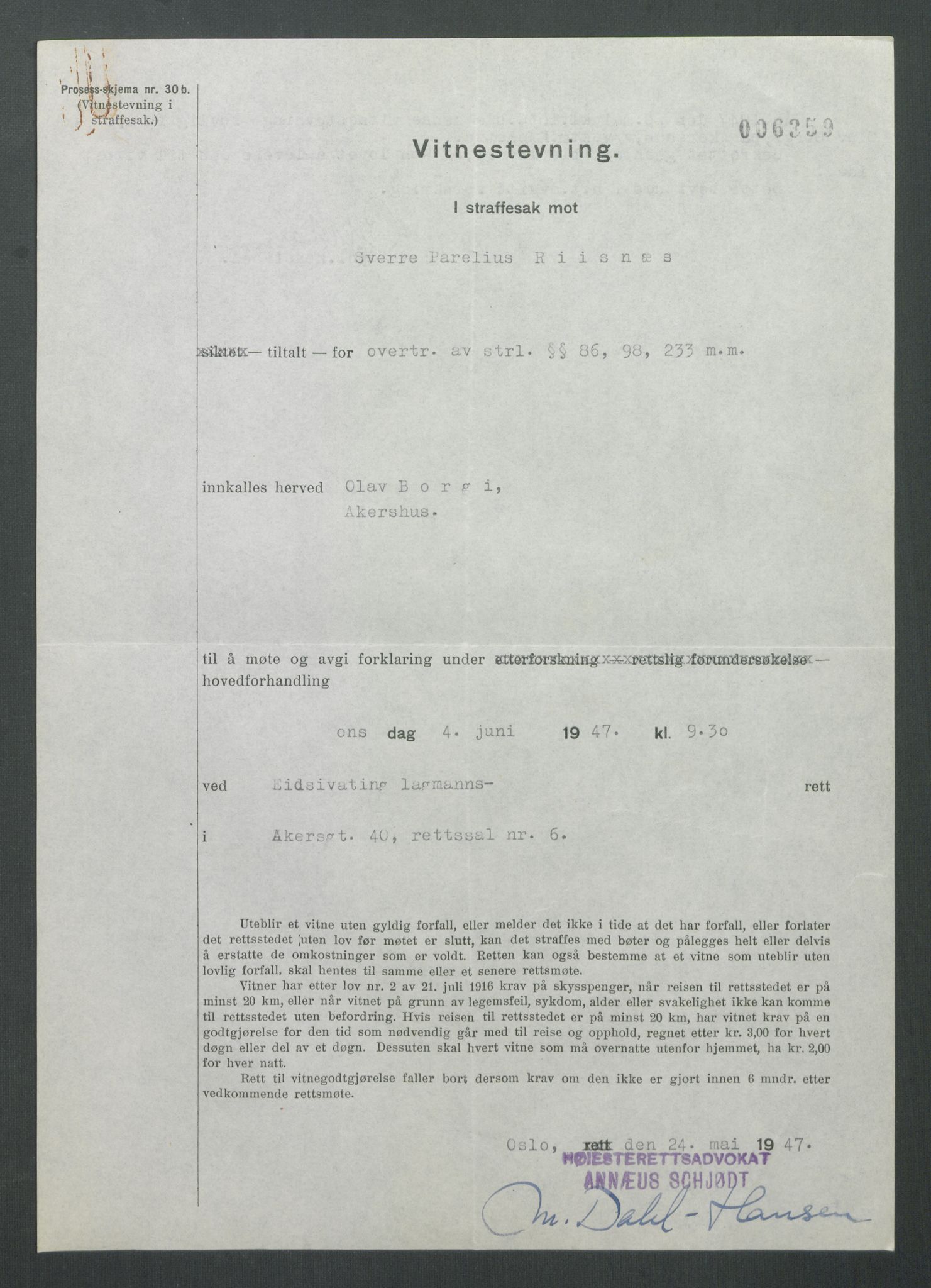 Landssvikarkivet, Oslo politikammer, AV/RA-S-3138-01/D/Di/L0001: Anr. 1559, 1945-1947, s. 1952