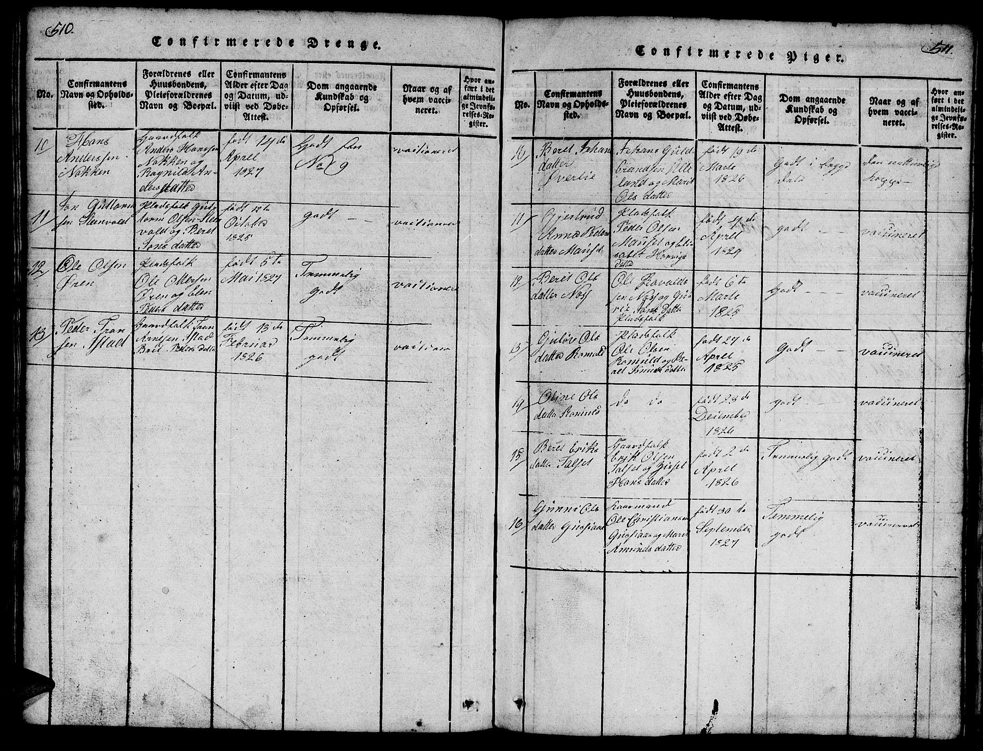 Ministerialprotokoller, klokkerbøker og fødselsregistre - Møre og Romsdal, SAT/A-1454/557/L0683: Klokkerbok nr. 557C01, 1818-1862, s. 510-511