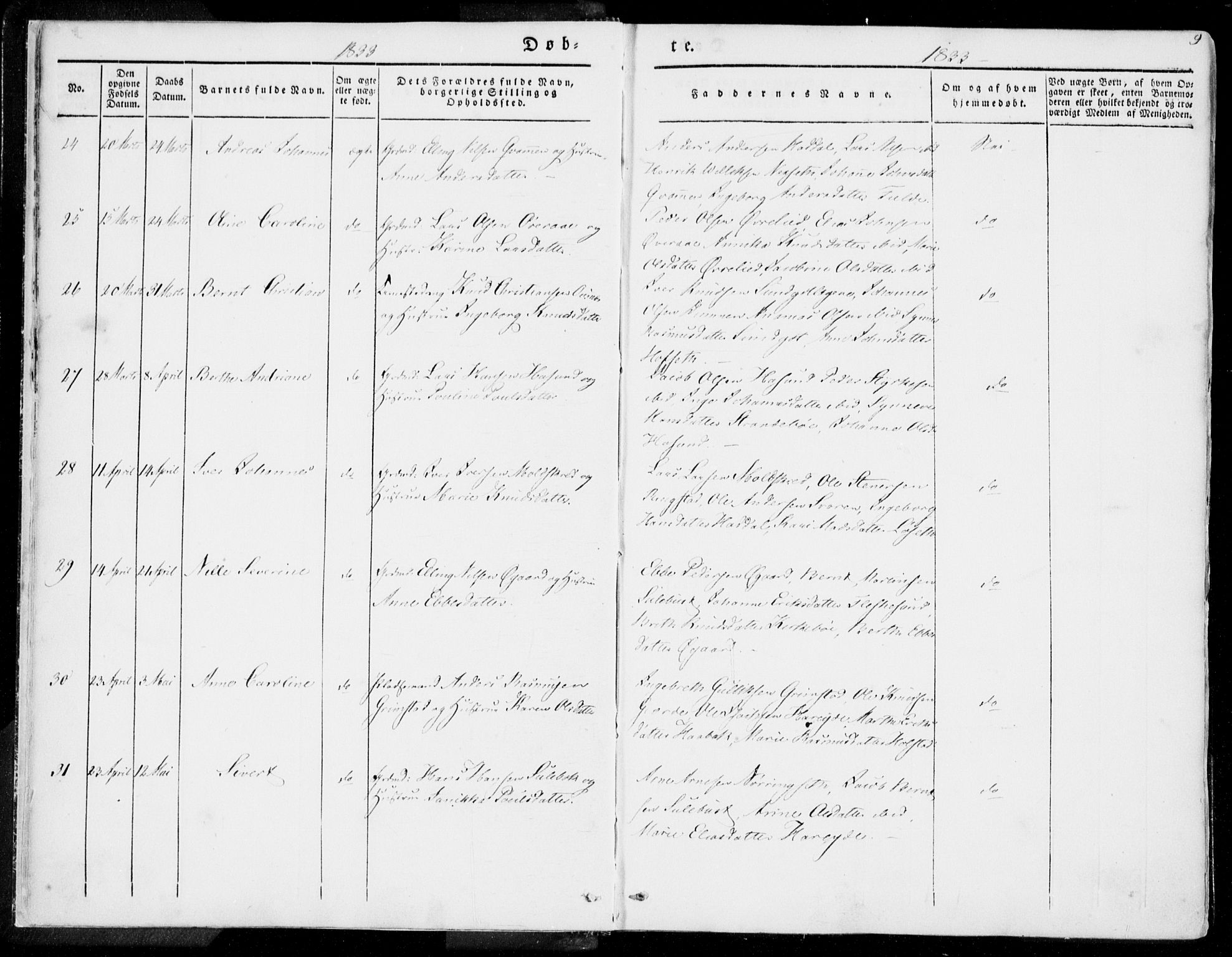 Ministerialprotokoller, klokkerbøker og fødselsregistre - Møre og Romsdal, SAT/A-1454/509/L0104: Ministerialbok nr. 509A02, 1833-1847, s. 9