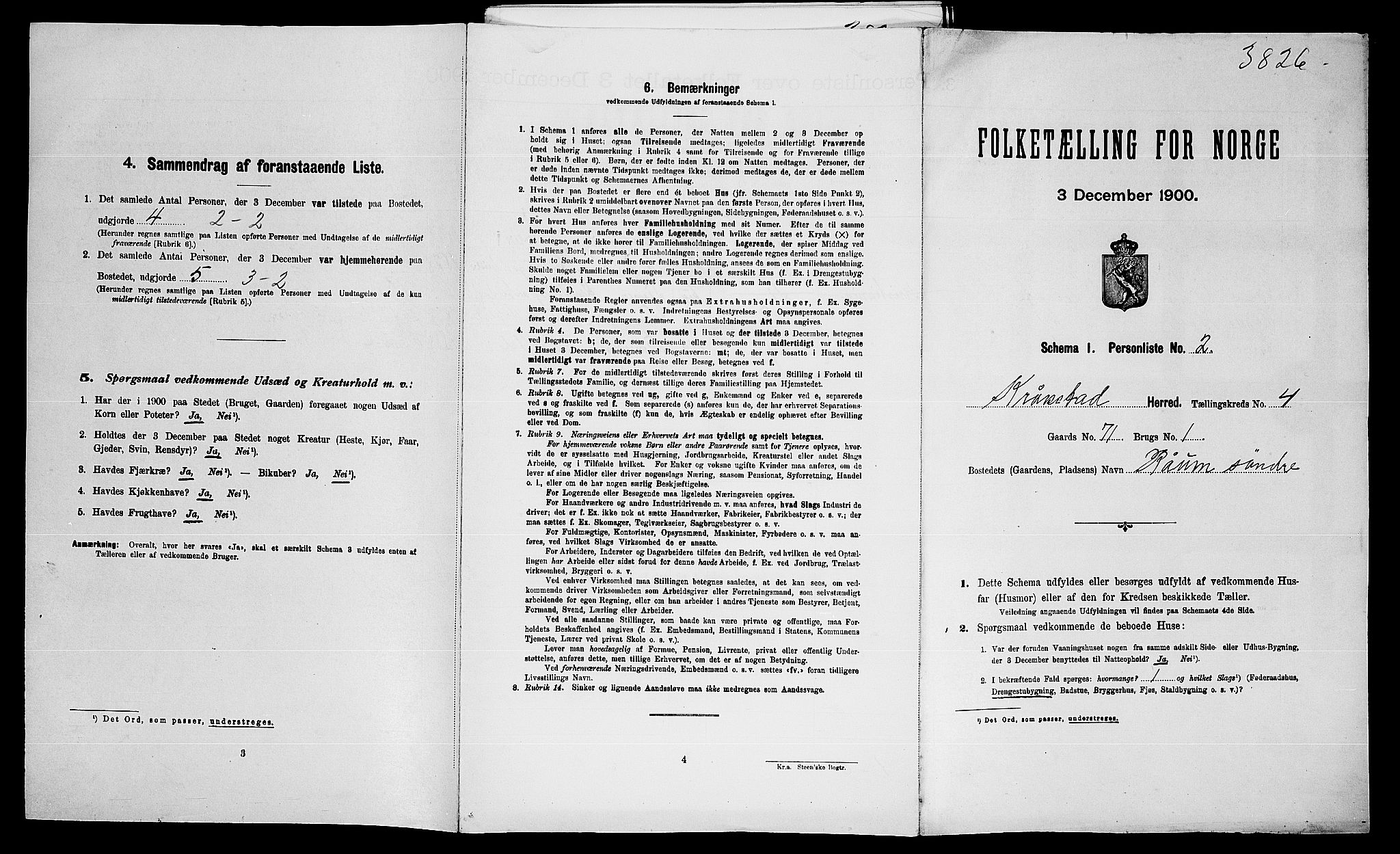 SAO, Folketelling 1900 for 0212 Kråkstad herred, 1900