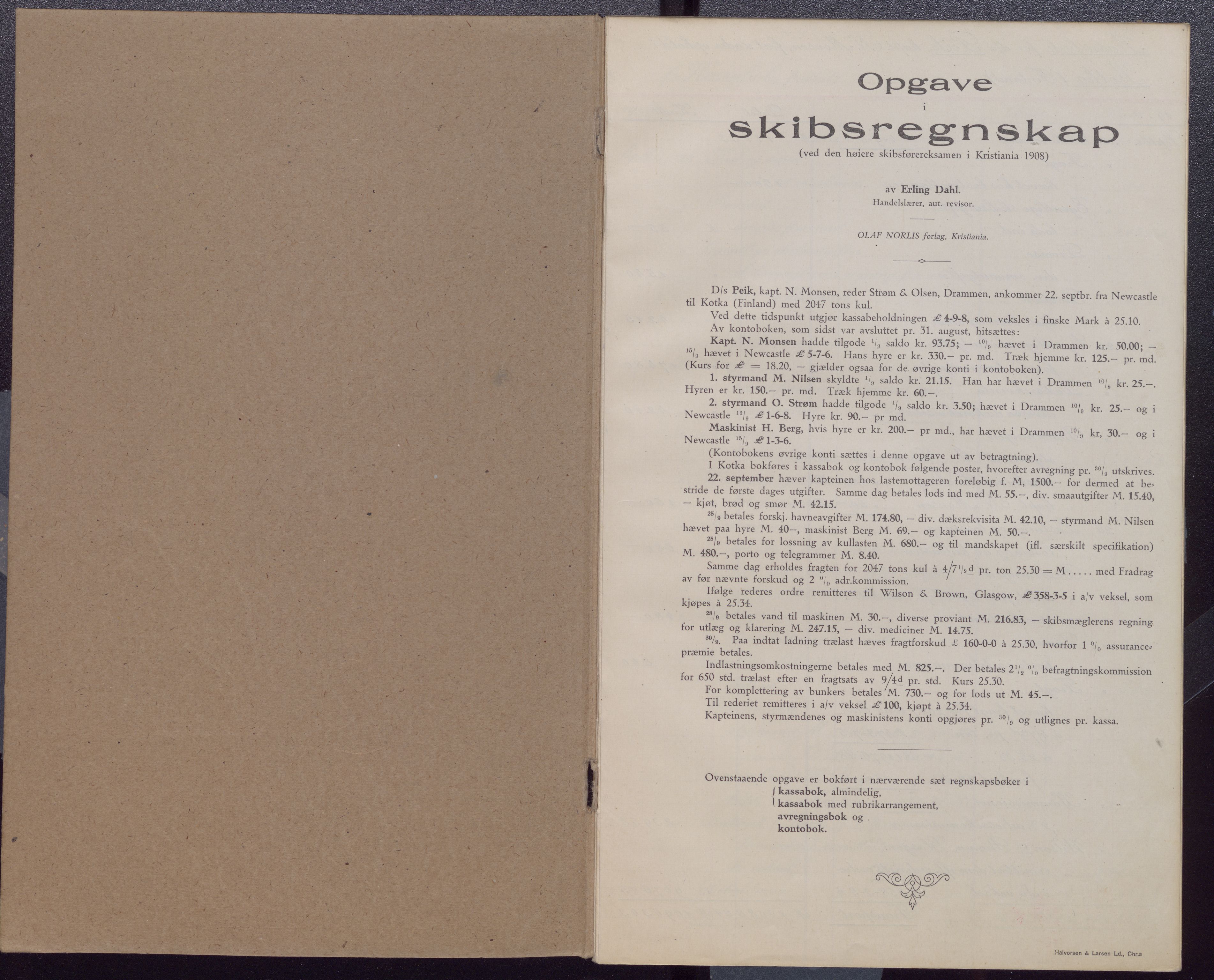 Samuelsen, Nils August. Kaptein, VEMU/ARS-A-1323/Y/L0001: Lærerbøker m.m., 1921