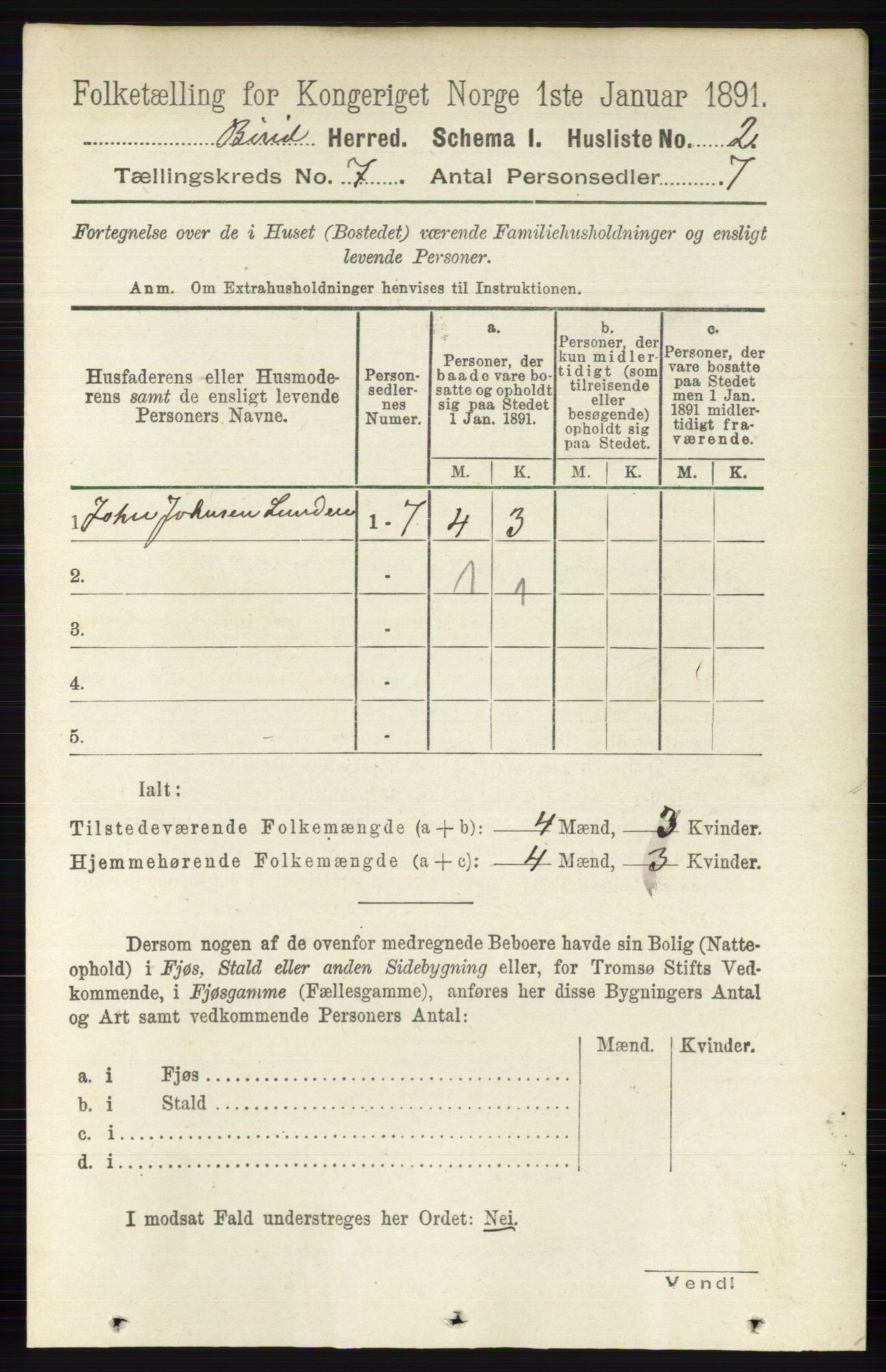 RA, Folketelling 1891 for 0525 Biri herred, 1891, s. 2383