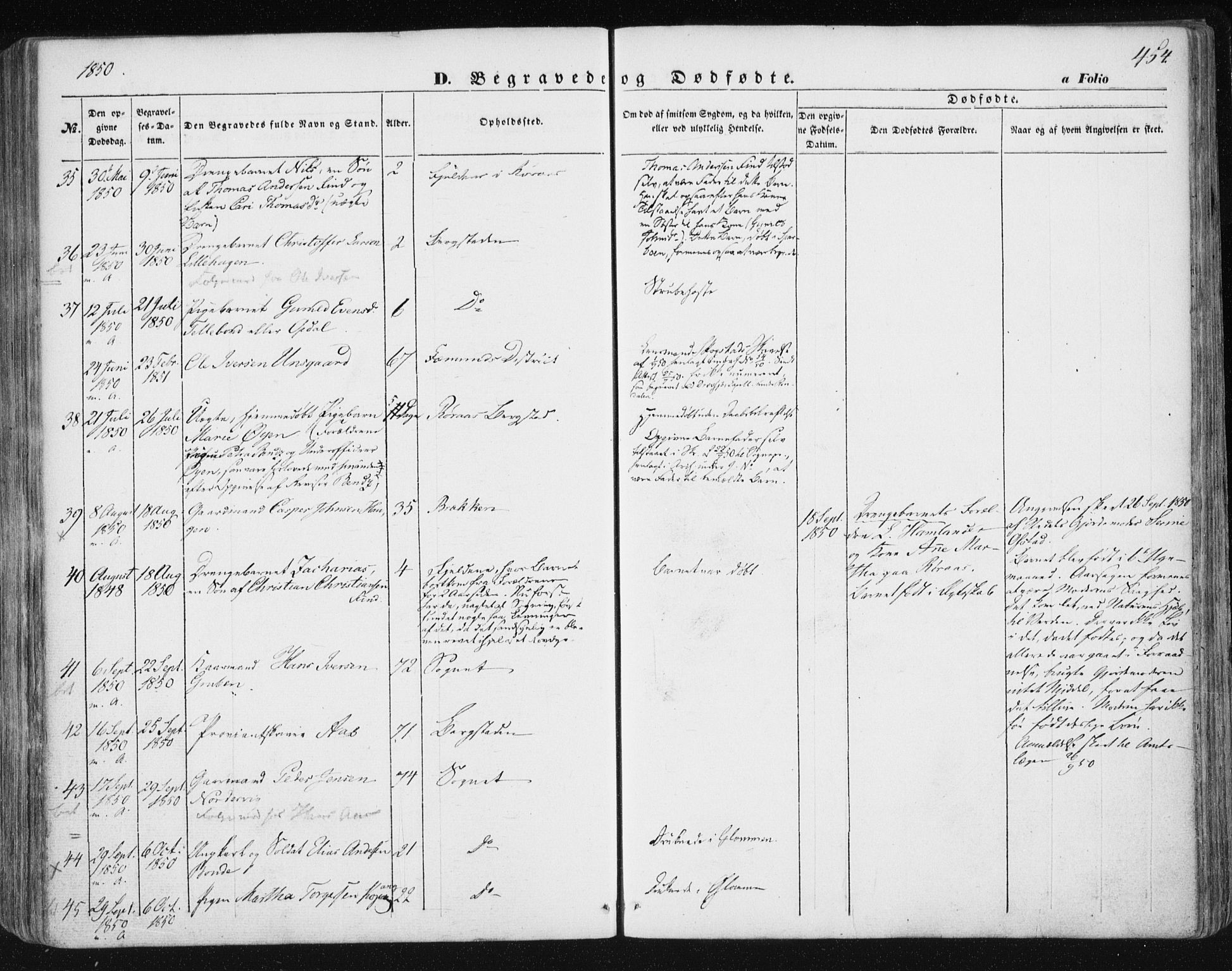 Ministerialprotokoller, klokkerbøker og fødselsregistre - Sør-Trøndelag, SAT/A-1456/681/L0931: Ministerialbok nr. 681A09, 1845-1859, s. 454