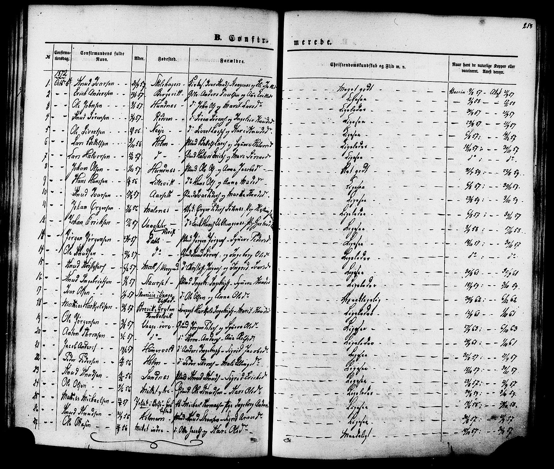 Ministerialprotokoller, klokkerbøker og fødselsregistre - Møre og Romsdal, AV/SAT-A-1454/547/L0603: Ministerialbok nr. 547A05, 1846-1877, s. 258